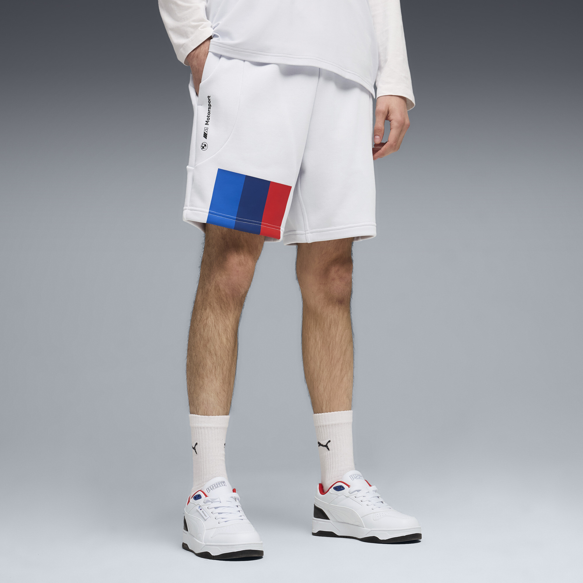 BMW M MOTORSPORT PUMATECH-X short voor Heren, Zilver thumbnail 4