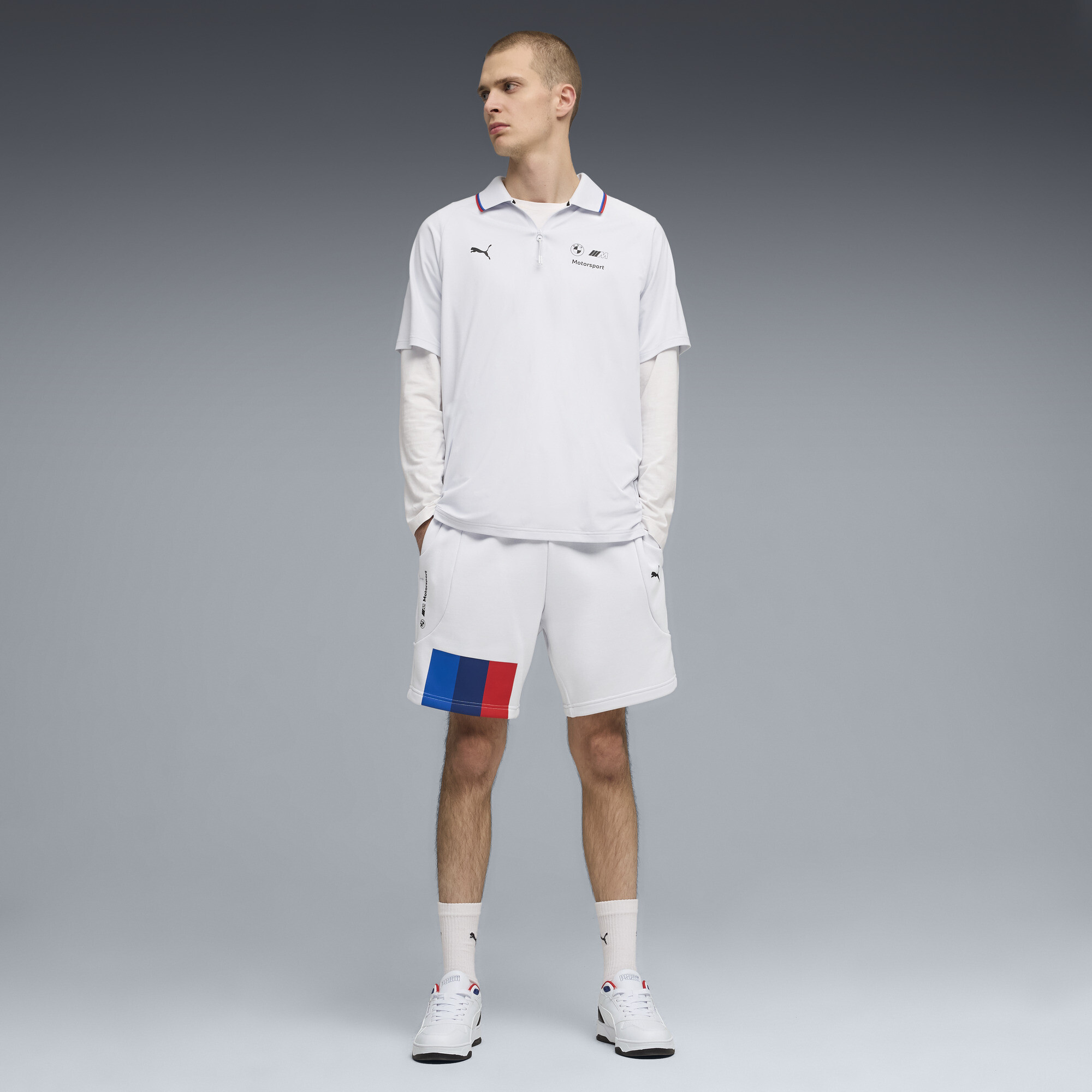 BMW M MOTORSPORT PUMATECH-X short voor Heren, Zilver thumbnail 2