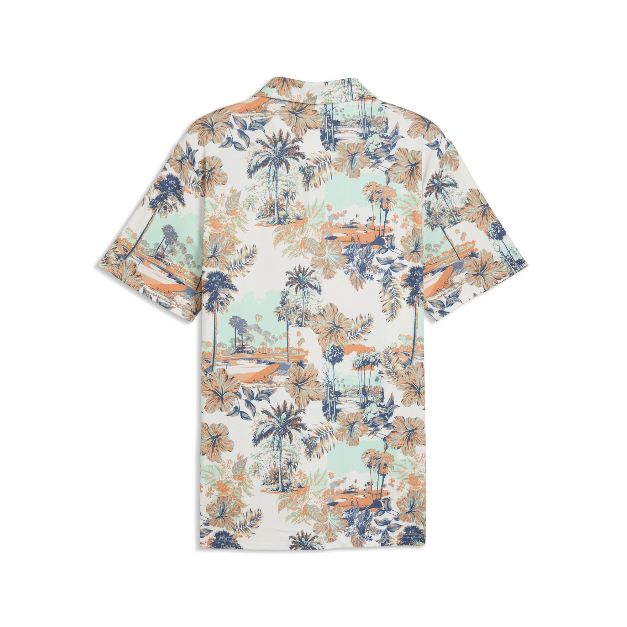 PUMA CLOUDSPUN Palm golfpolo voor Heren, Wit/Oranje, Maat M thumbnail 2