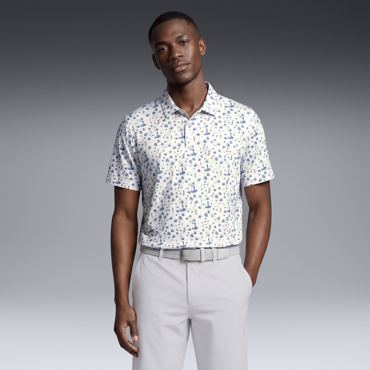 MATTR Lighthouse Golf Polo Men in Warm White/Deep Navy Candy Apple by PUMA, XXL