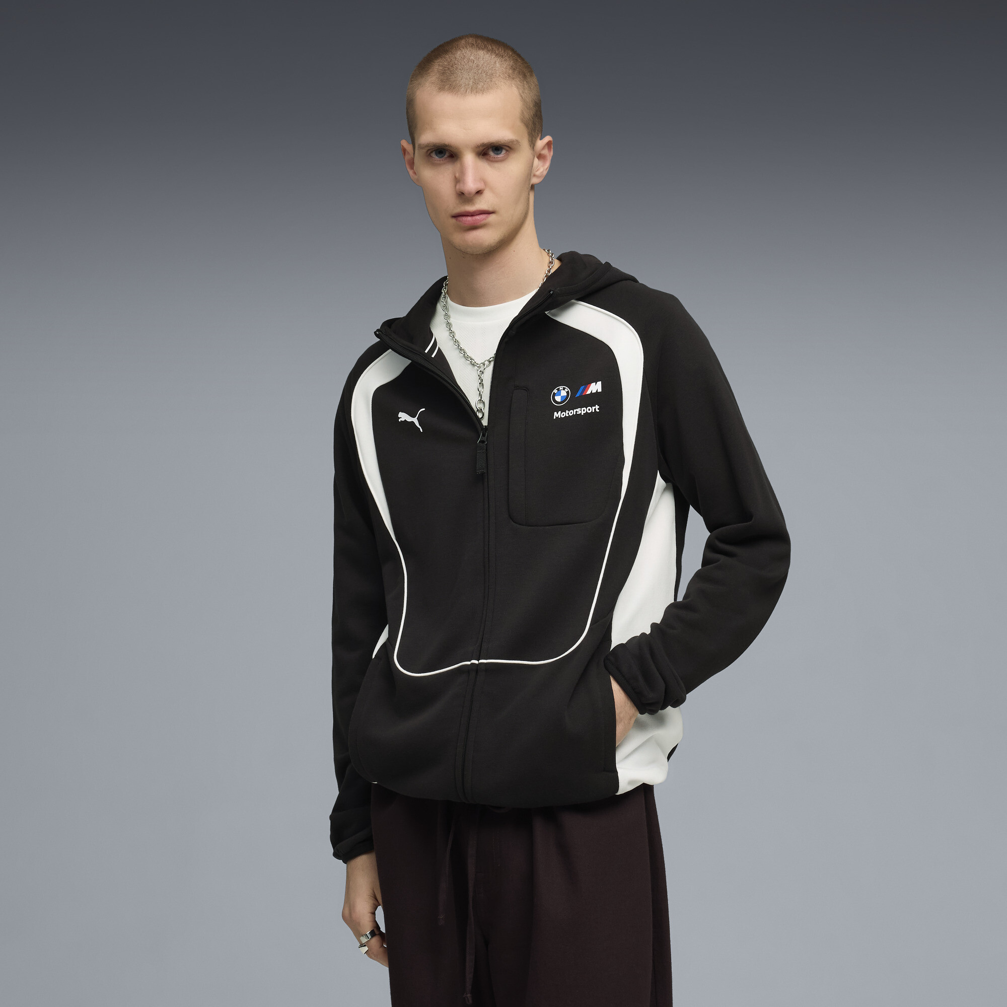 PUMA BMW M MOTORSPORT Sportswear hoodie met rits voor Heren, Zwart, Maat S thumbnail 4