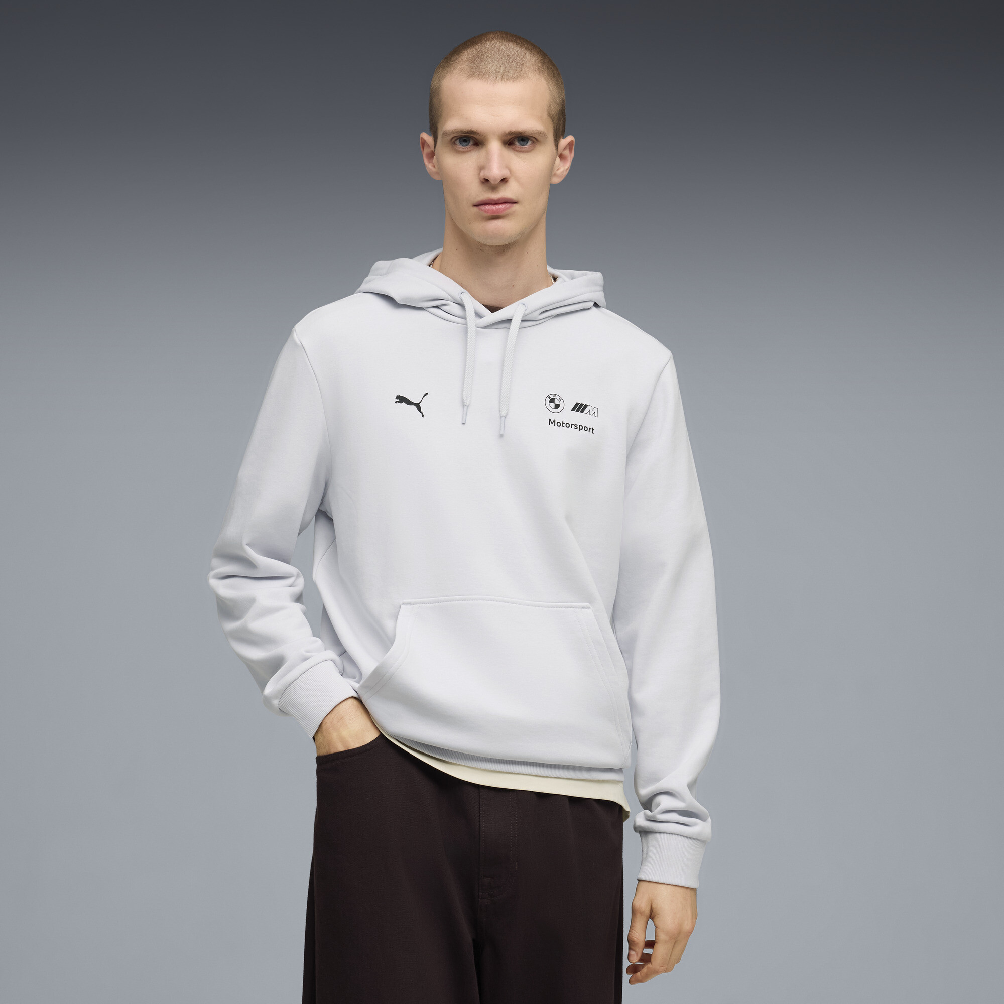 PUMA BMW M MOTORSPORT Essentials hoodie voor Heren, Zilver thumbnail 4