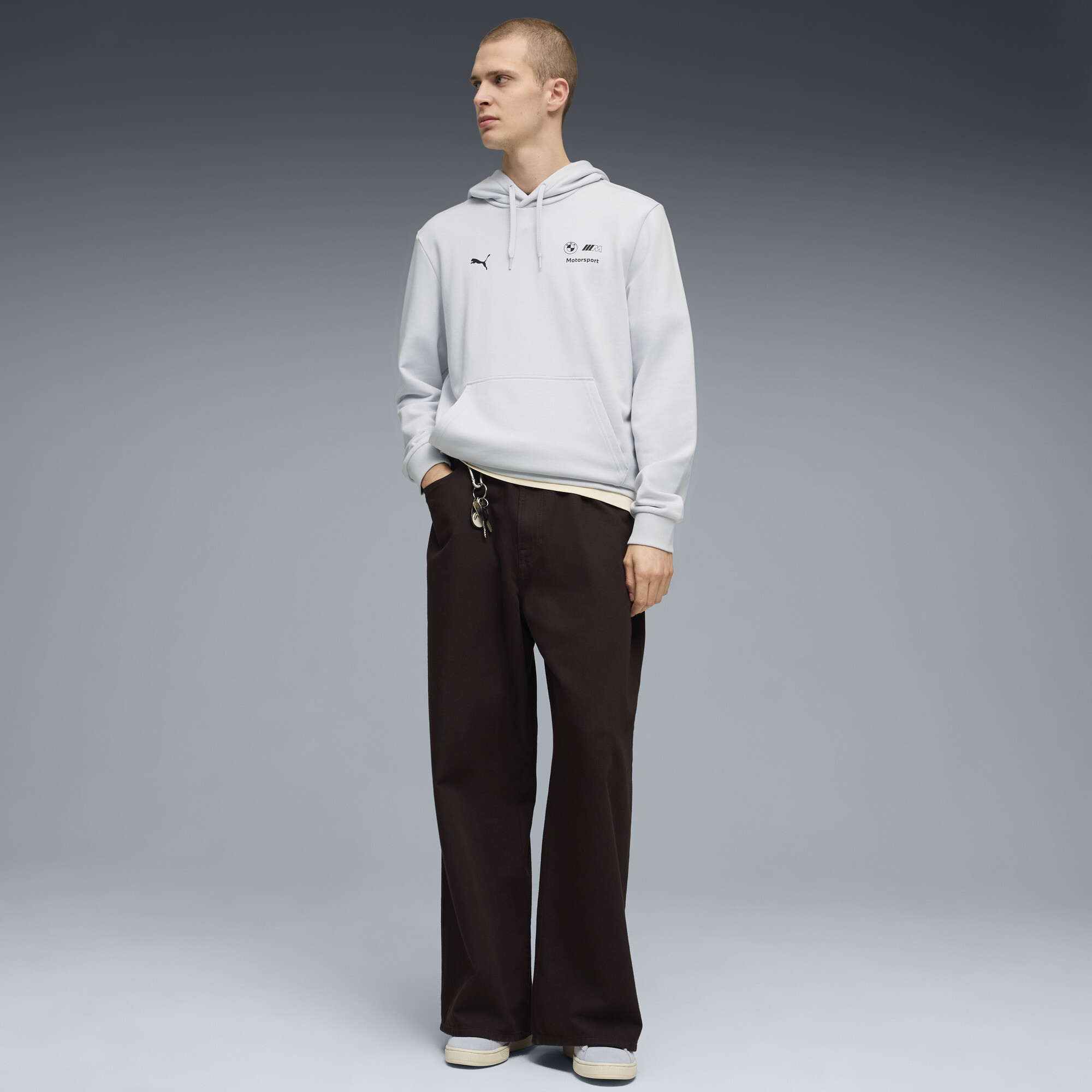 PUMA BMW M MOTORSPORT Essentials hoodie voor Heren, Zilver thumbnail 2