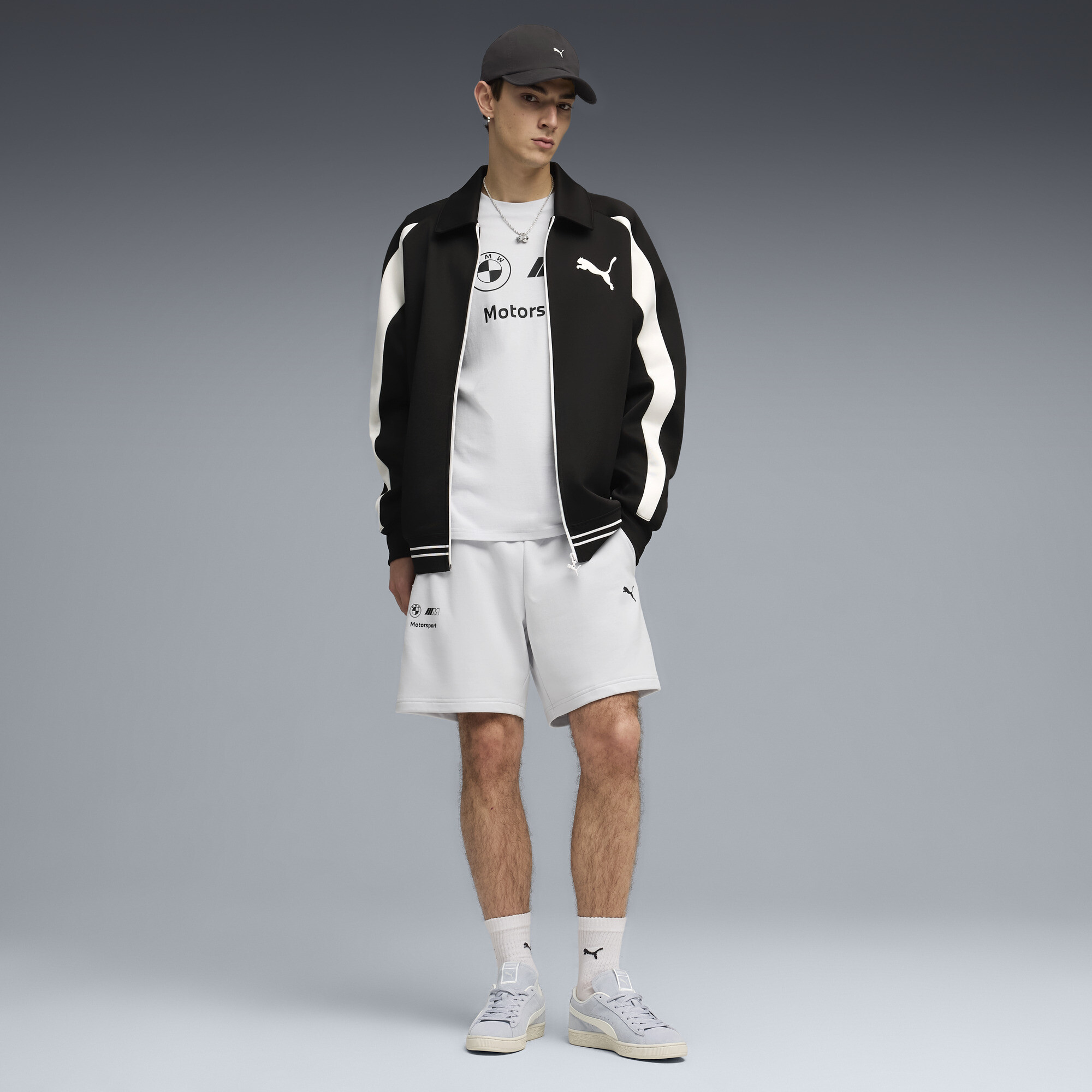 PUMA BMW M MOTORSPORT Essentials short voor Heren, Zilver thumbnail 2