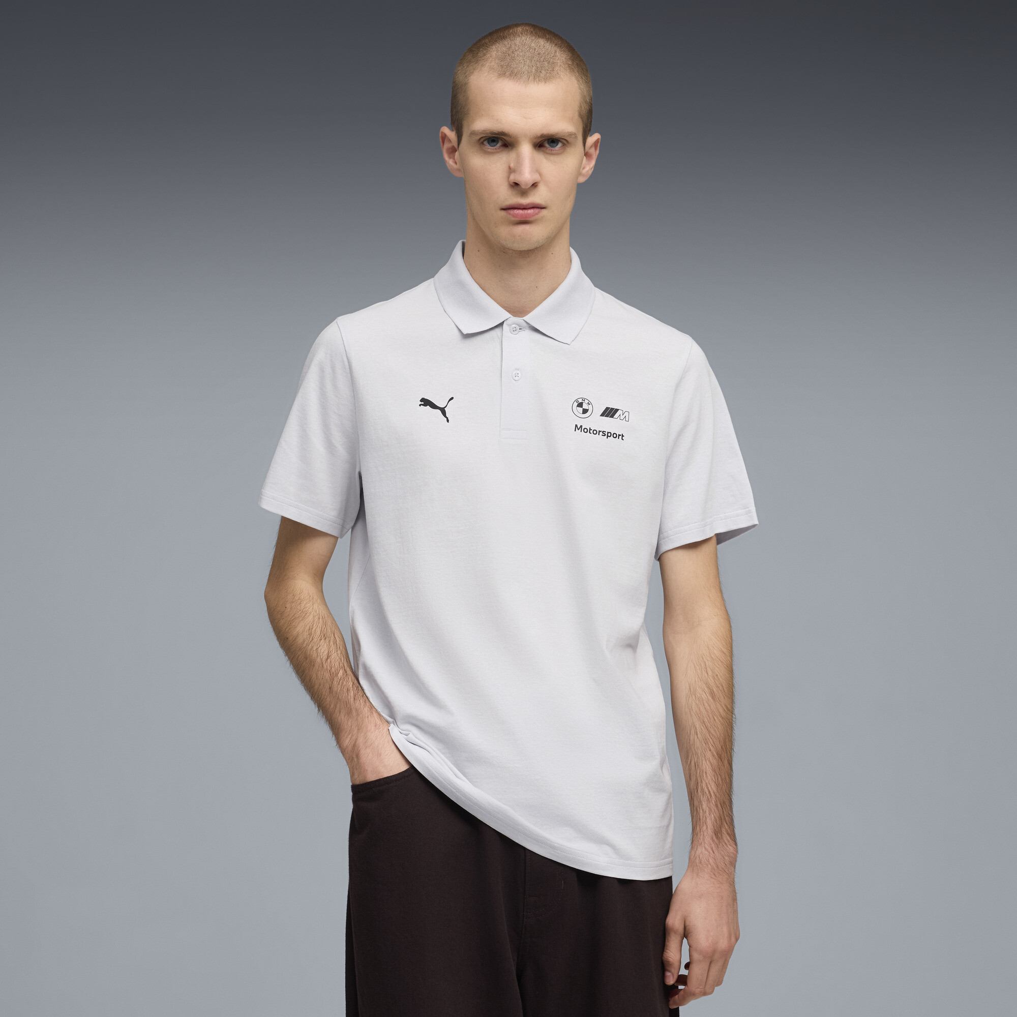 PUMA BMW M MOTORSPORT Essentials poloshirt voor Heren, Zilver thumbnail 4