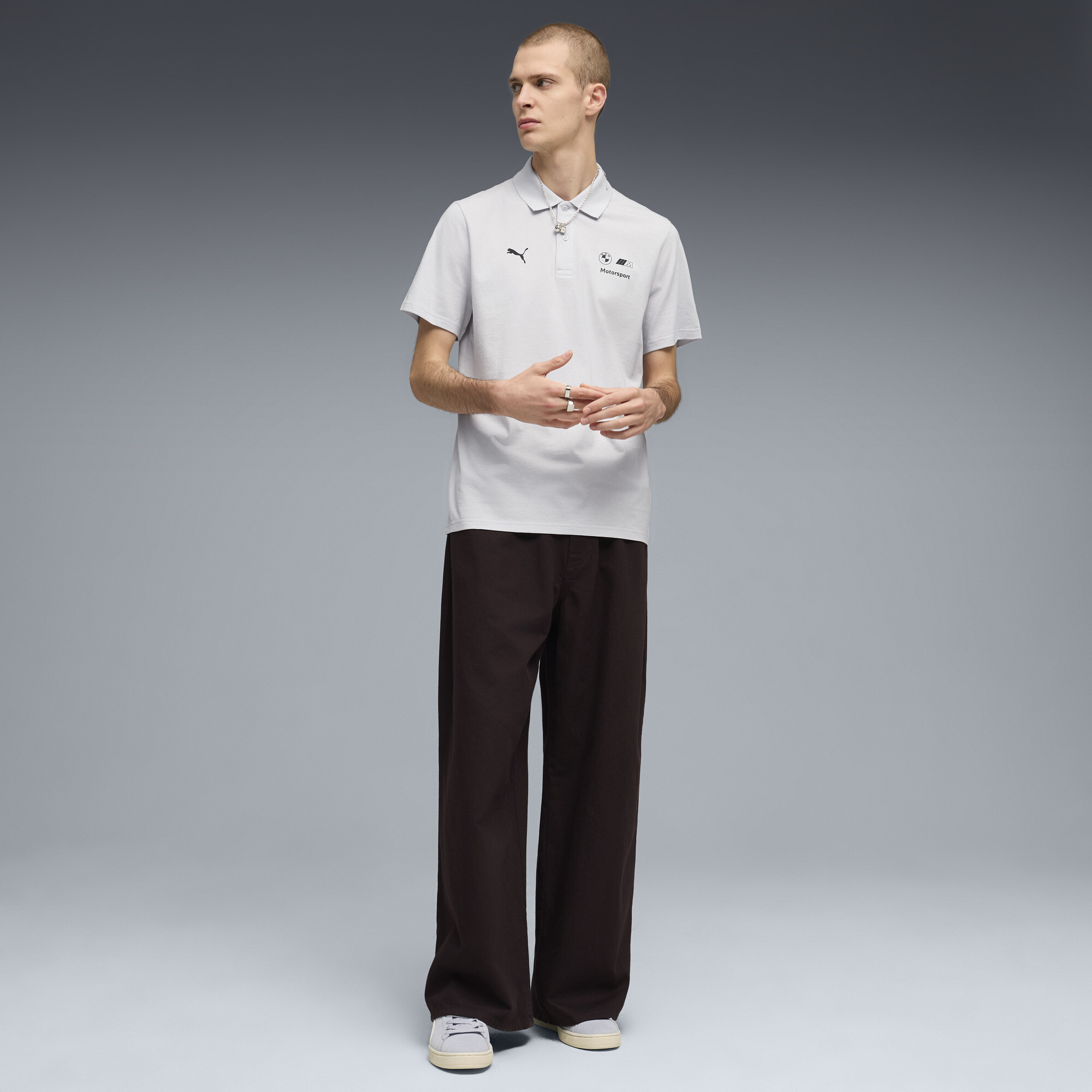 PUMA BMW M MOTORSPORT Essentials poloshirt voor Heren, Zilver thumbnail 2