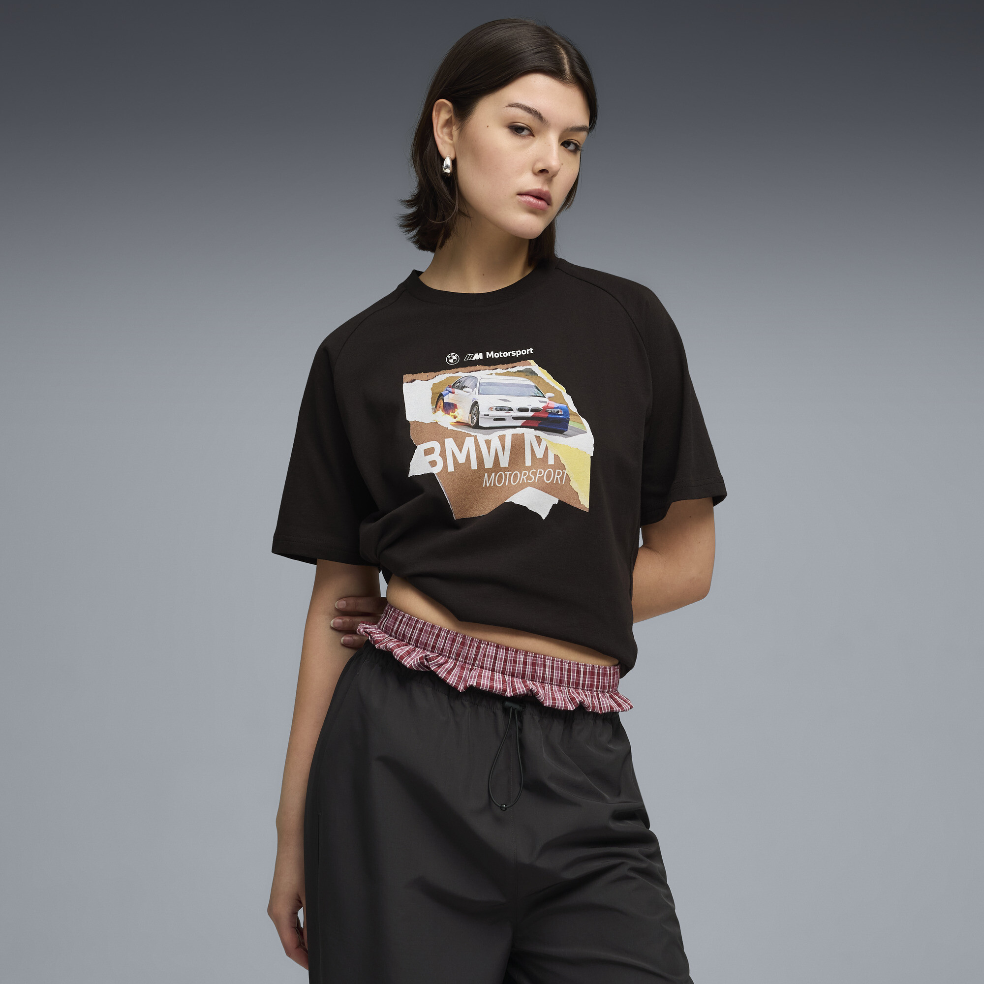 PUMA BMW M MOTORSPORT Sportswear Women's Relaxed T-Shirt in Black, Size XS