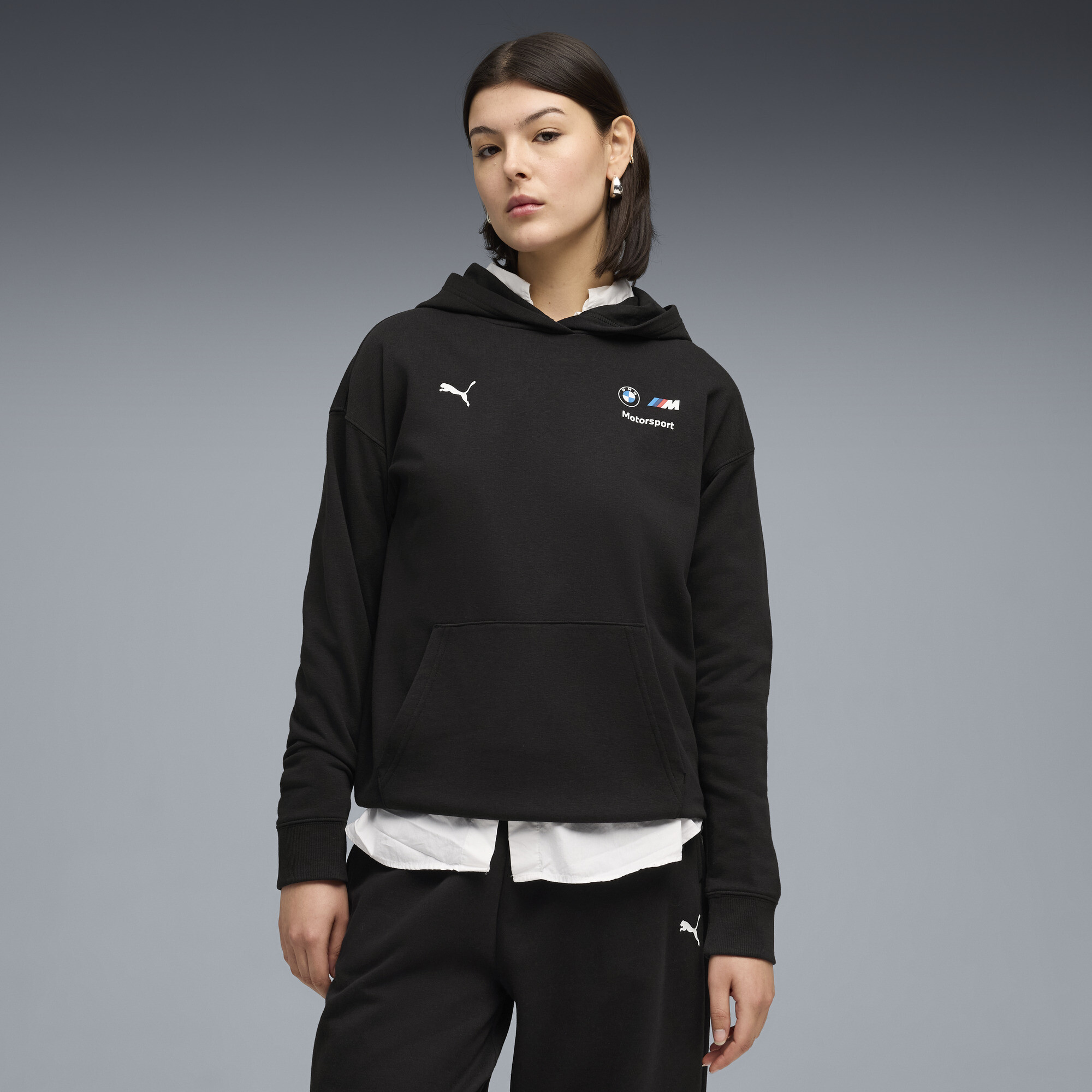 PUMA BMW M MOTORSPORT Essentials relaxte hoodie voor Dames, Zwart, Maat S