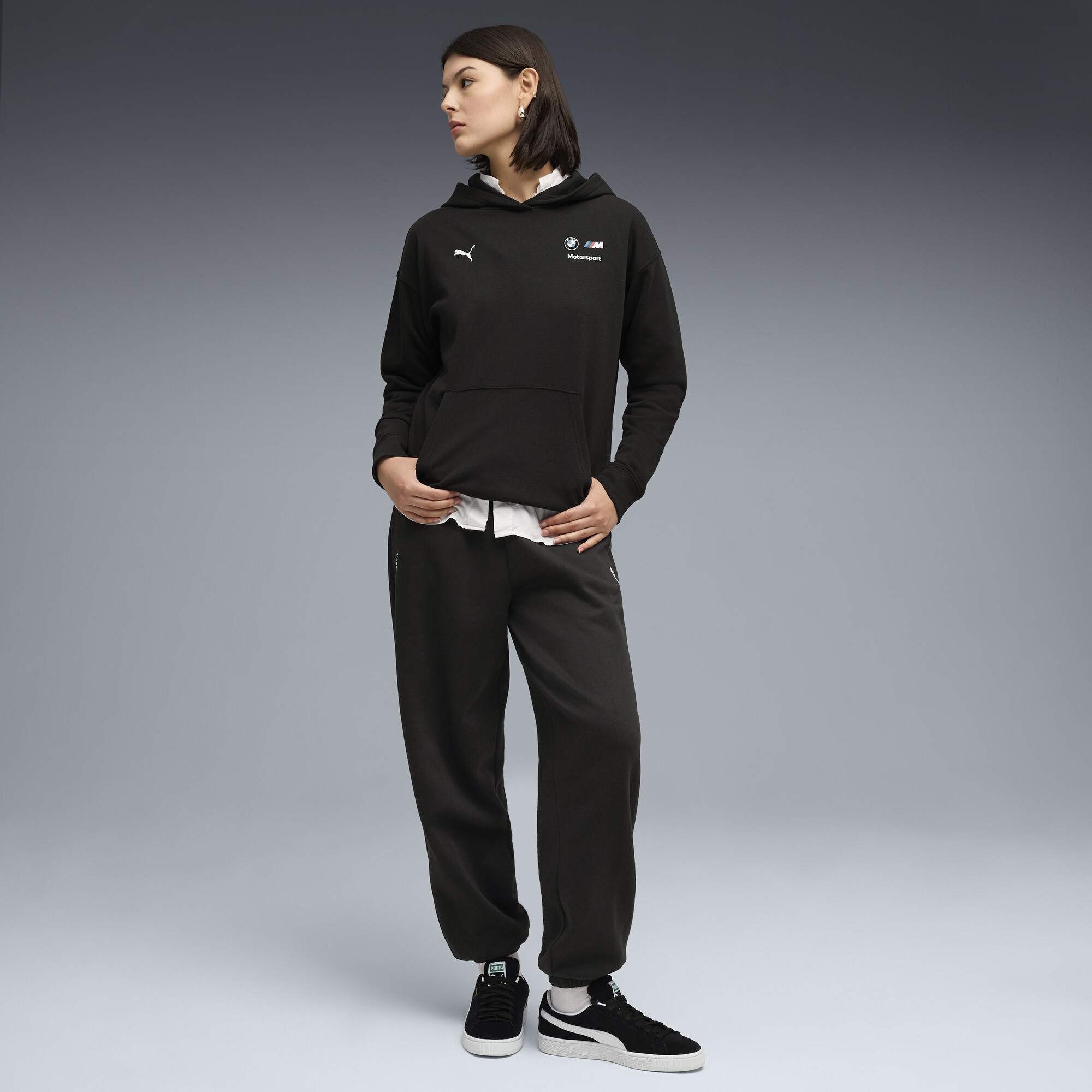 PUMA BMW M MOTORSPORT Essentials relaxte hoodie voor Dames, Zwart, Maat S thumbnail 4