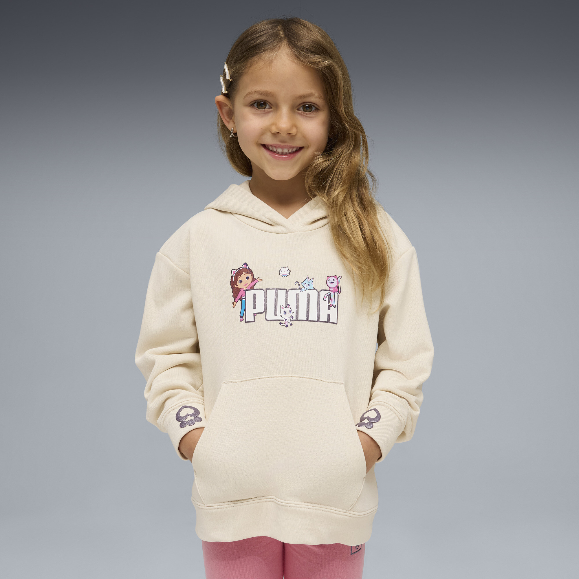 PUMA x GABBY'S DOLLHOUSE Çocuk Baskılı Geniş Kesim Kapüşonlu