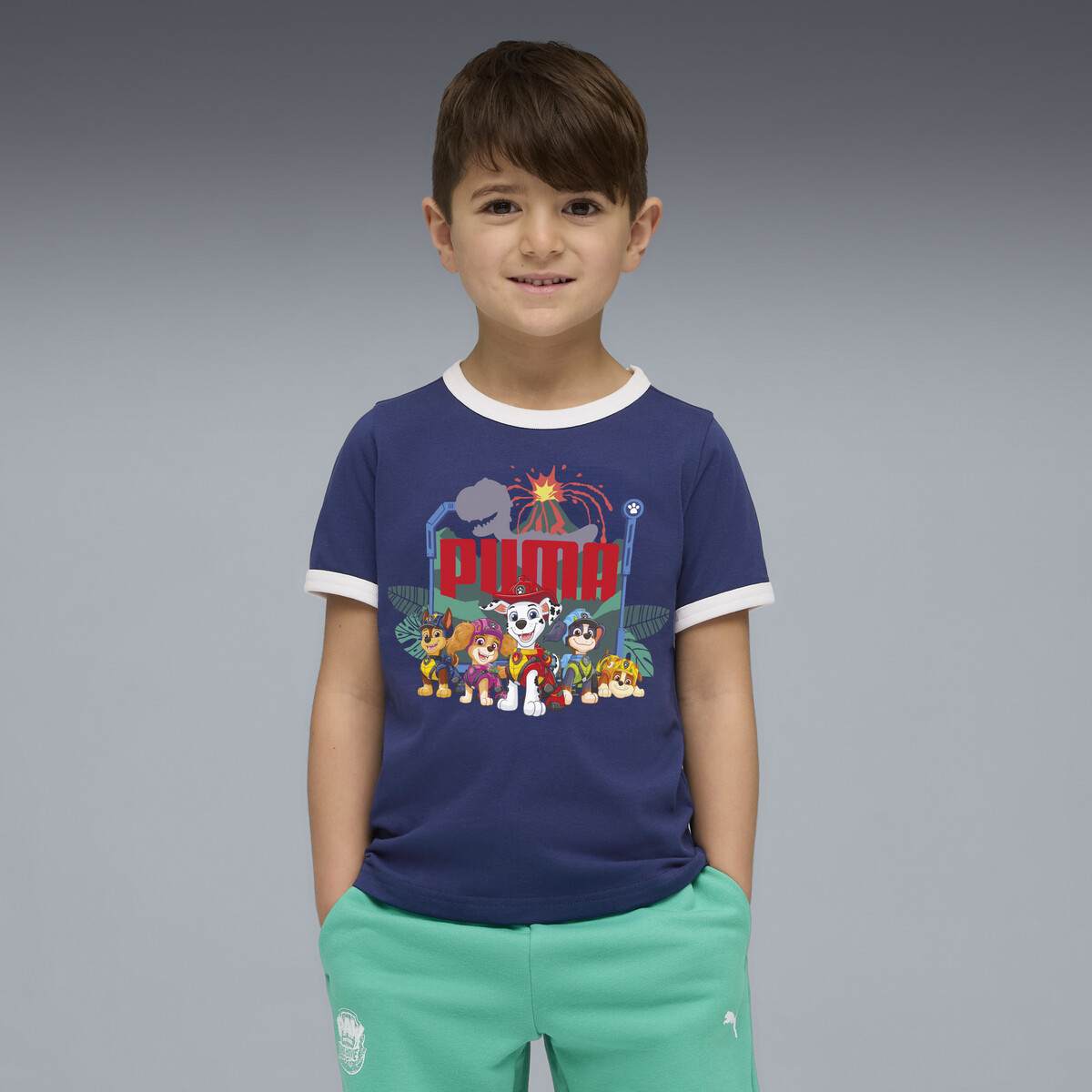 PUMA x PAW PATROL Ringer T-Shirt Kids in Blue Jewel, 4-5Y