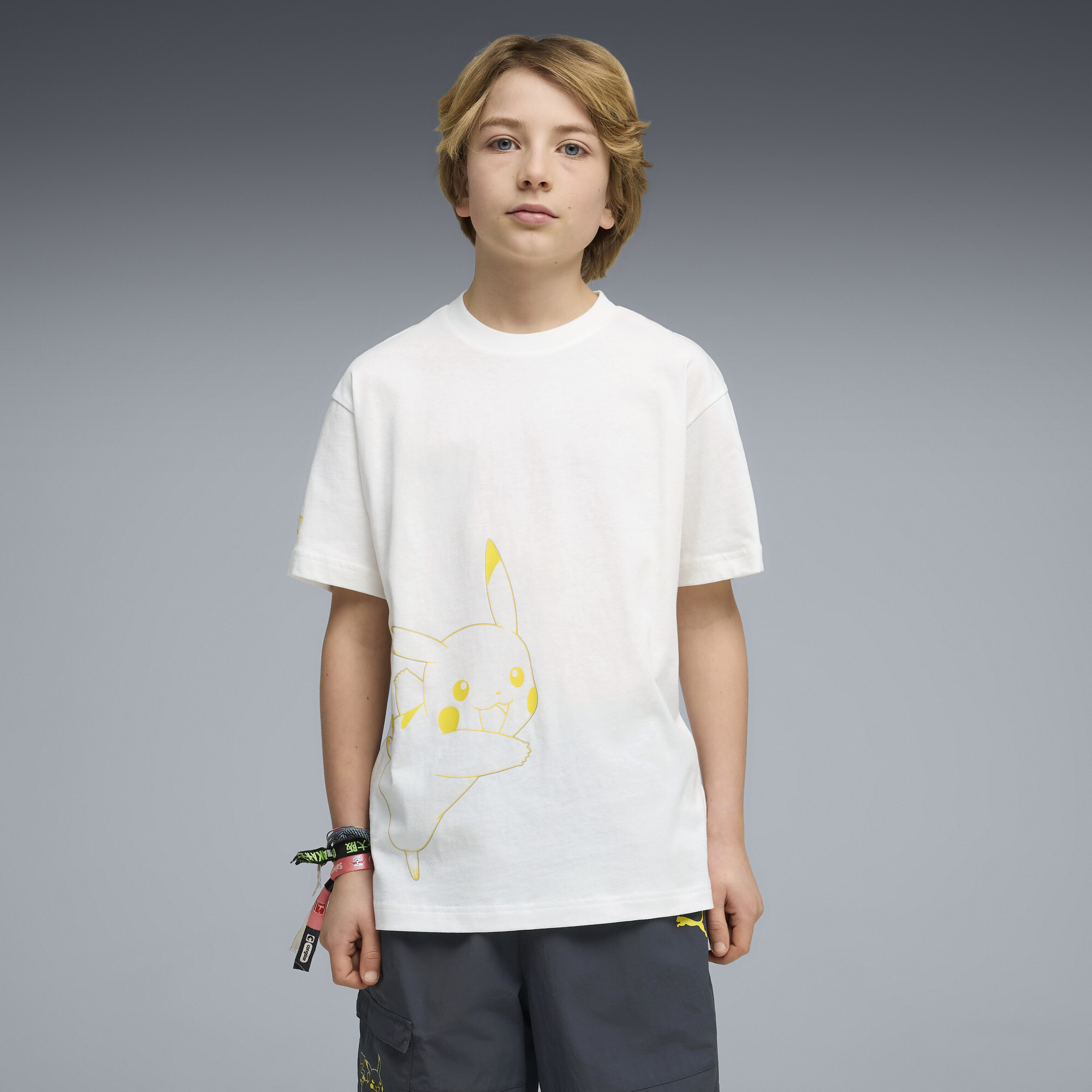 PUMA X POKEMON Big Kids Relaxed Graphic T-Shirt in White Size XS 30$