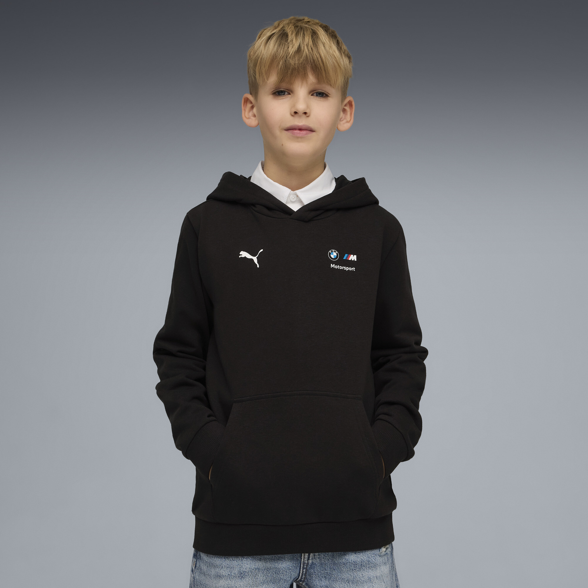 PUMA BMW M MOTORSPORT Essentials Big Kids' Hoodie in Black, Size 6