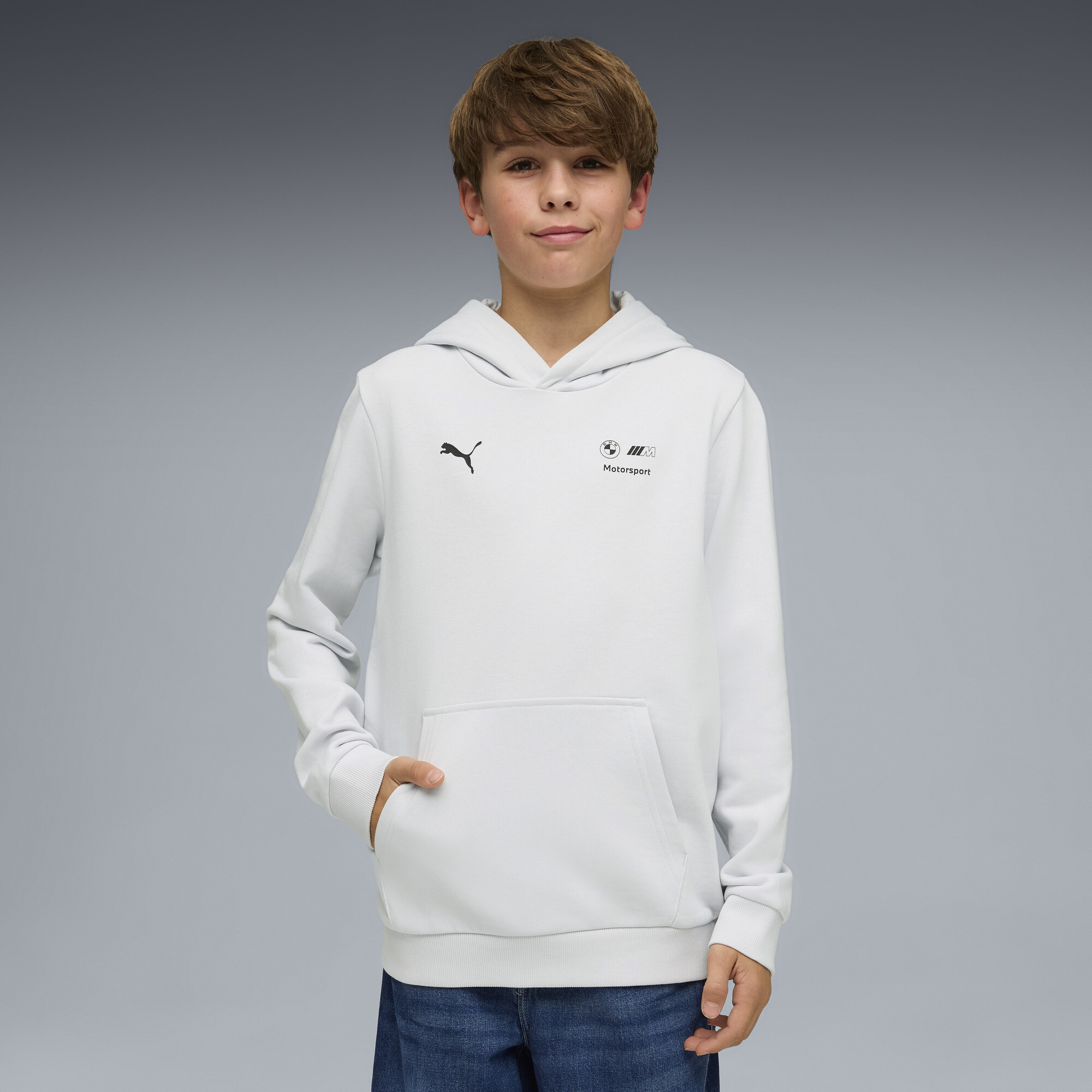 PUMA BMW M MOTORSPORT Essentials hoodie, Zilver, Maat 11-12Y thumbnail 4
