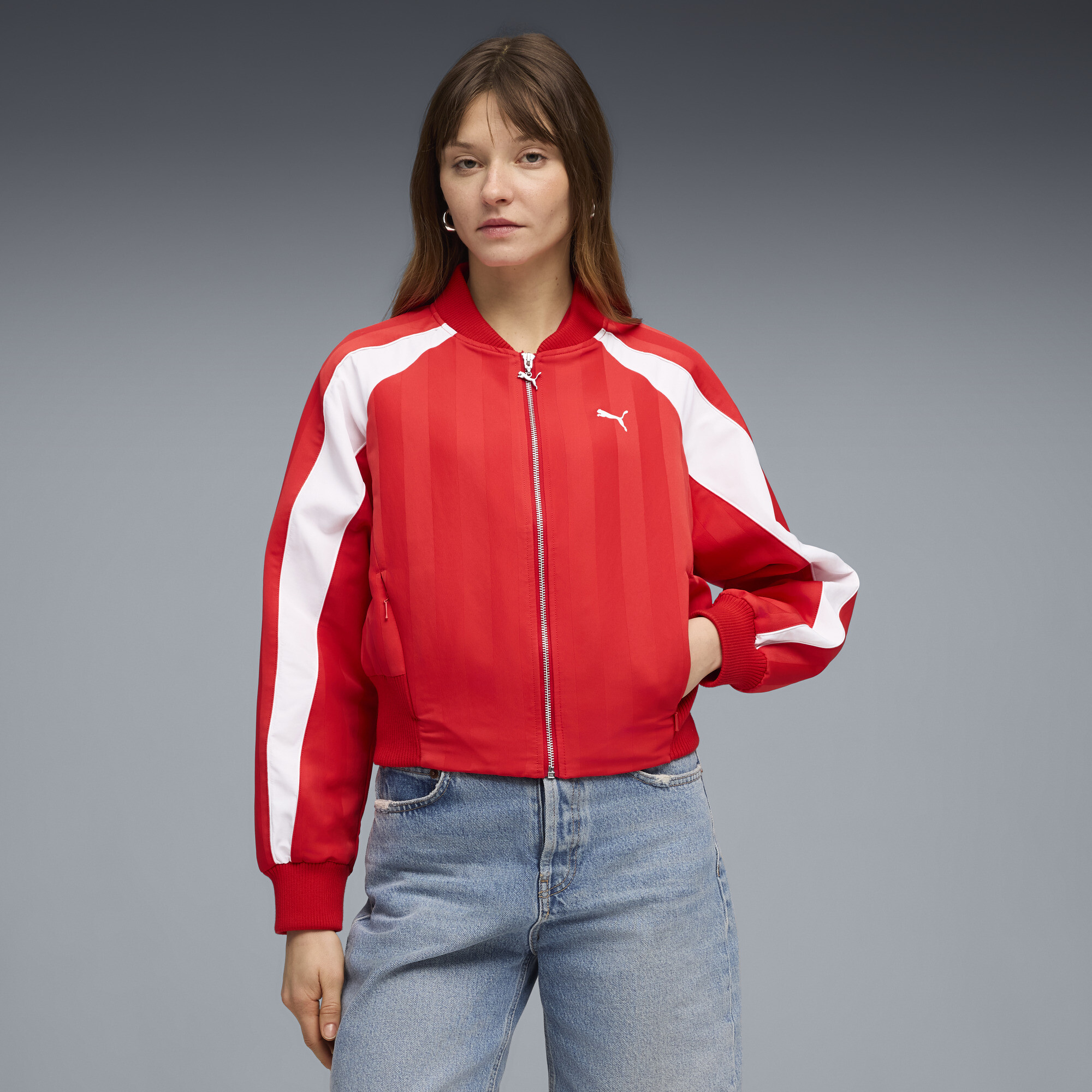 FUTURE.PUMA.ARCHIVE oversized jack voor Dames, Rood, Maat L