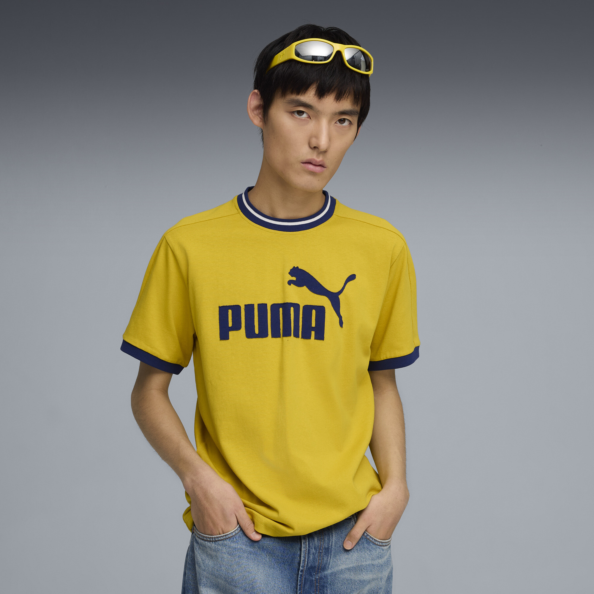 PUMA T shirt Ringer T7 Homme Vêtements Jaune - vue 1