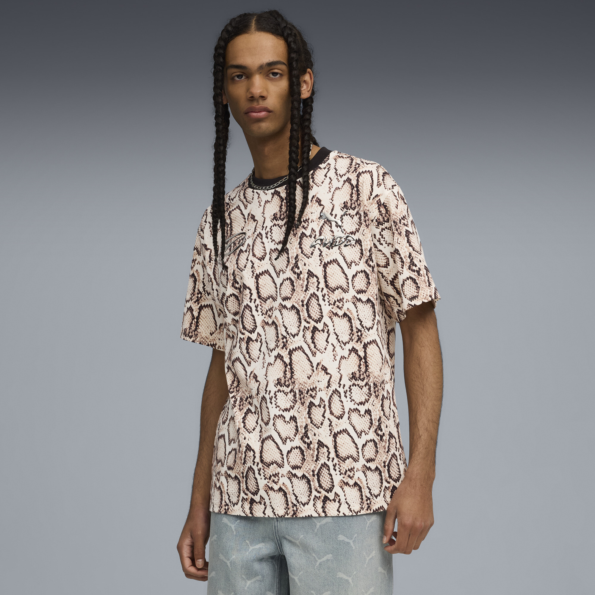 Puma Animal Print Logo T-shirt In Multi