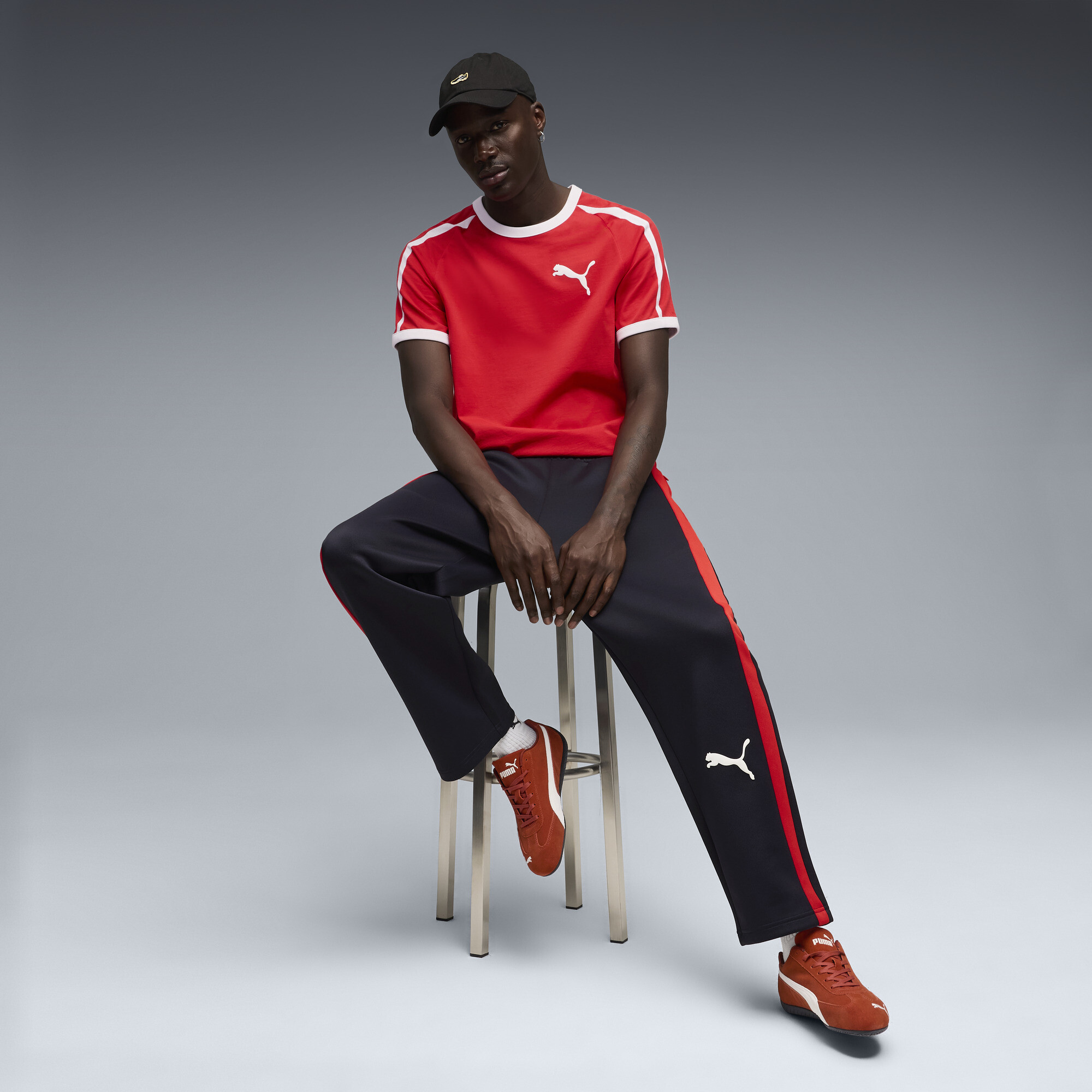 PUMA T7 Big Cat Ringer T-shirt voor Heren, Rood, Maat S thumbnail 6