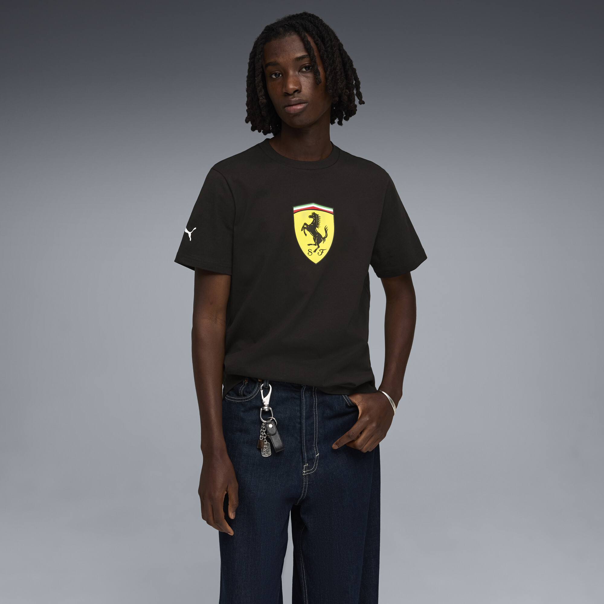 PUMA Scuderia Ferrari Men's Colored Shield T-Shirt in Black, Size L