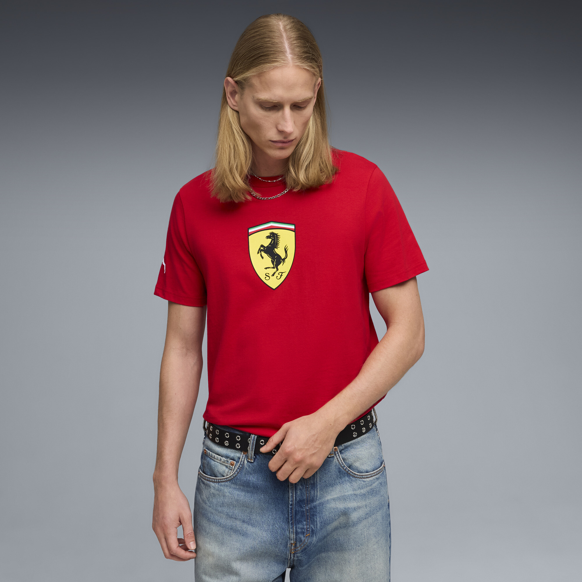 PUMA Scuderia Ferrari T-shirt met gekleurd schild voor Heren, Rood, Maat XS thumbnail 4