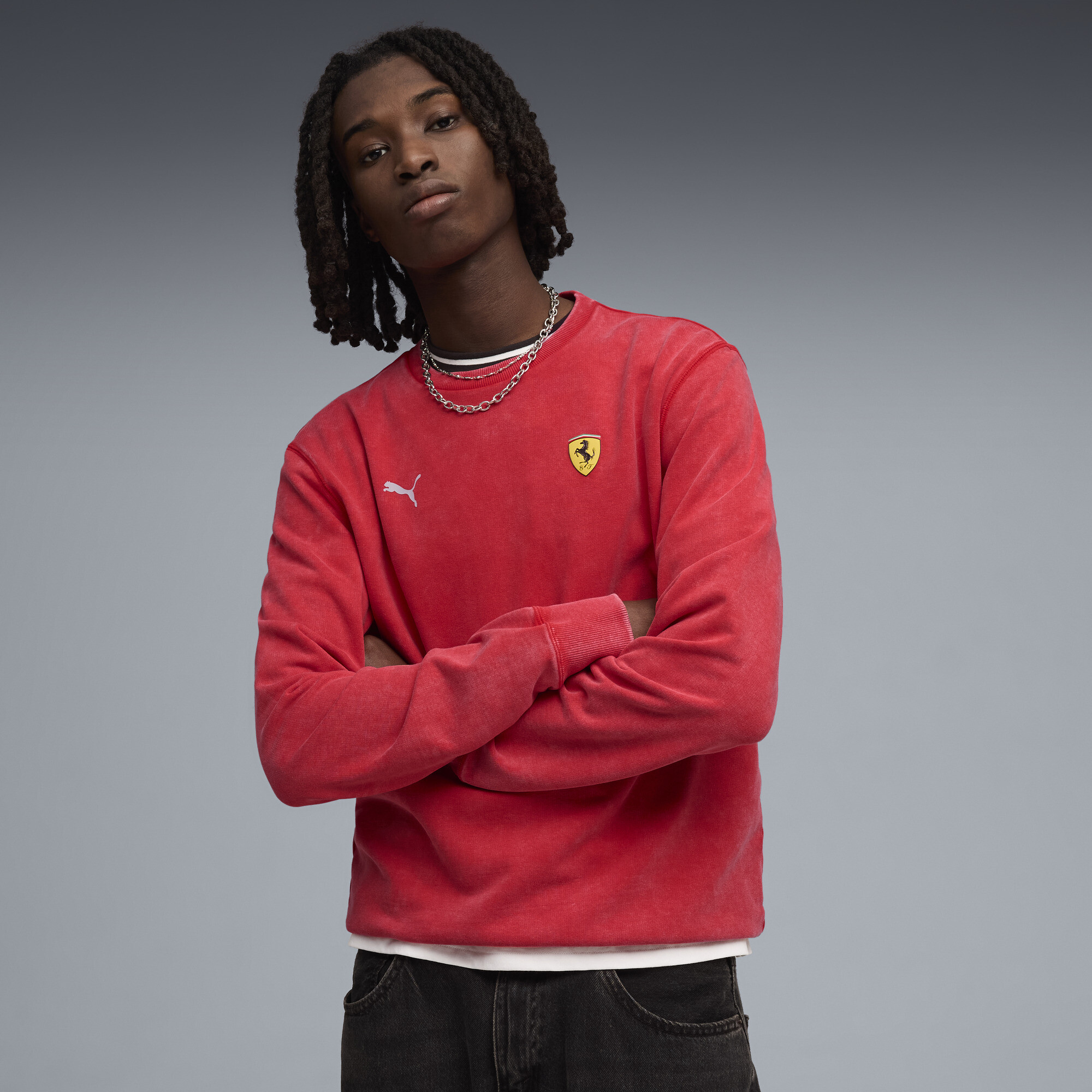 PUMA Scuderia Ferrari Graphic sweatshirt met ronde hals voor Heren, Rood, Maat S thumbnail 4