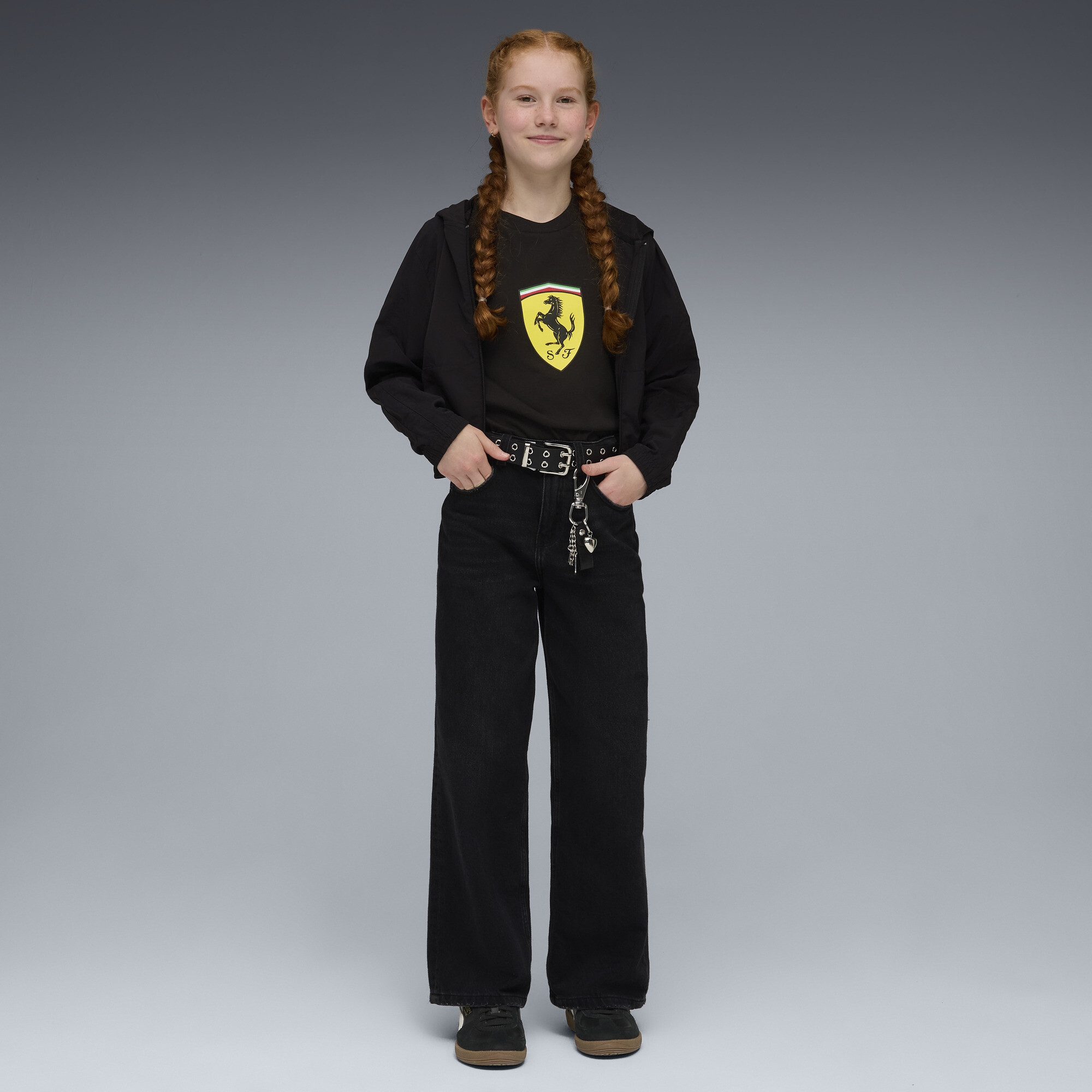 PUMA Scuderia Ferrari T-shirt met gekleurd schild, Zwart, Maat 7-8Y thumbnail 3