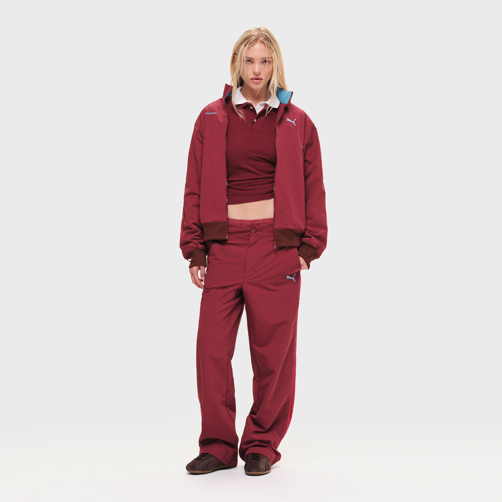 Puma X Madhappy Nylon Track Jacket In Burgundy