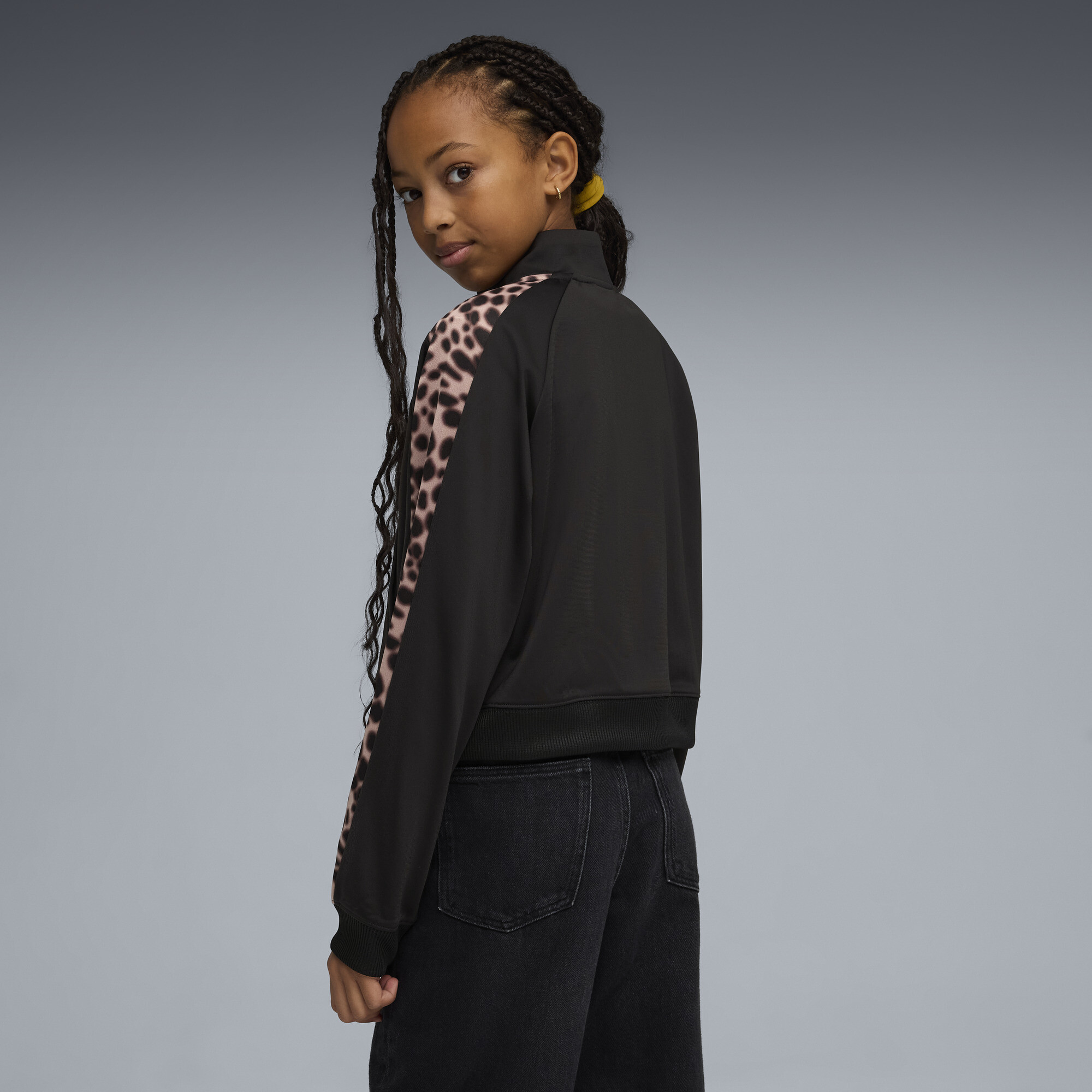PUMA T7 Animal relaxed trainingsjack voor Dames, Zwart, Maat 7-8Y thumbnail 5