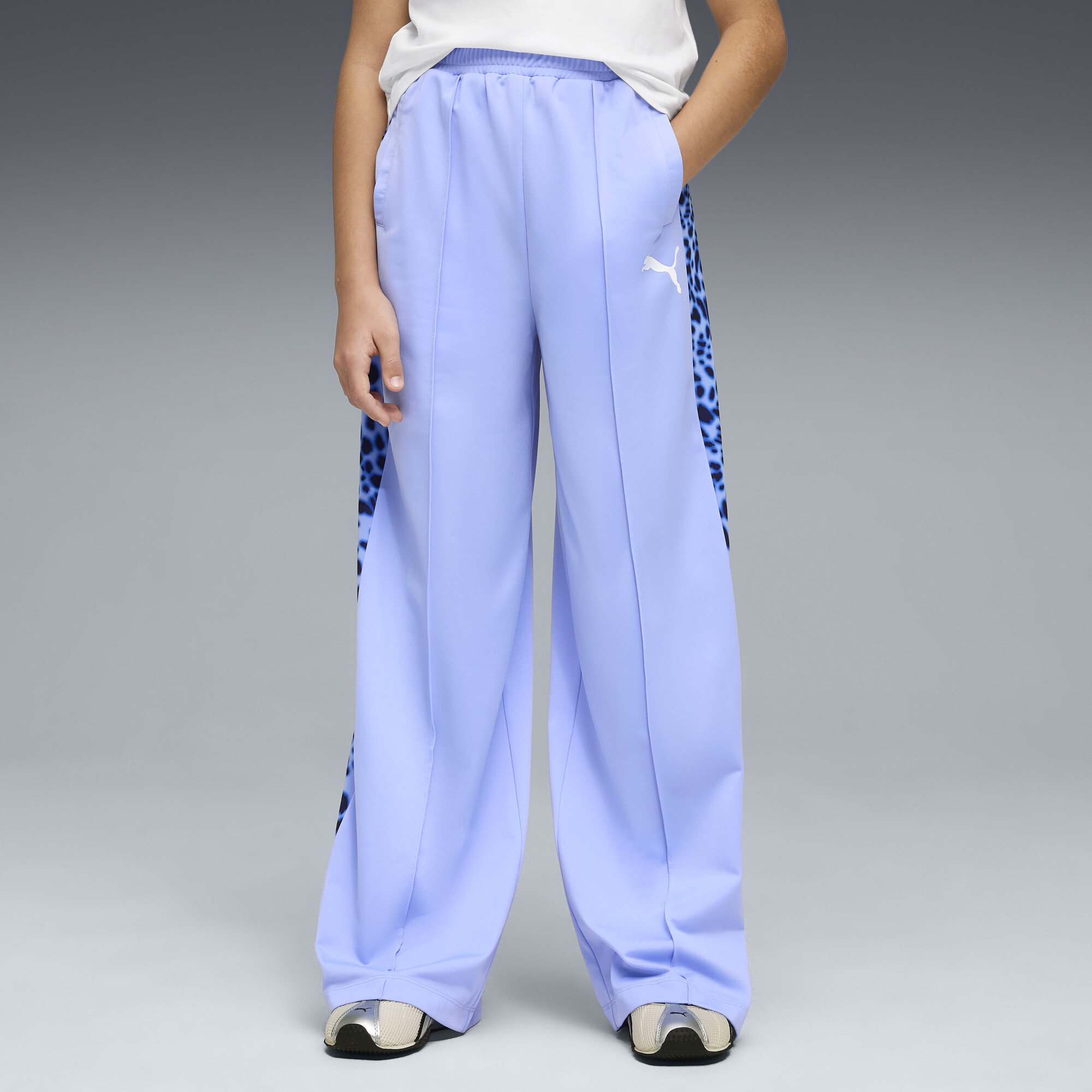 PUMA Animal T7 Big Kids' Relaxed High Waist Track Pants in Purple, Size XL