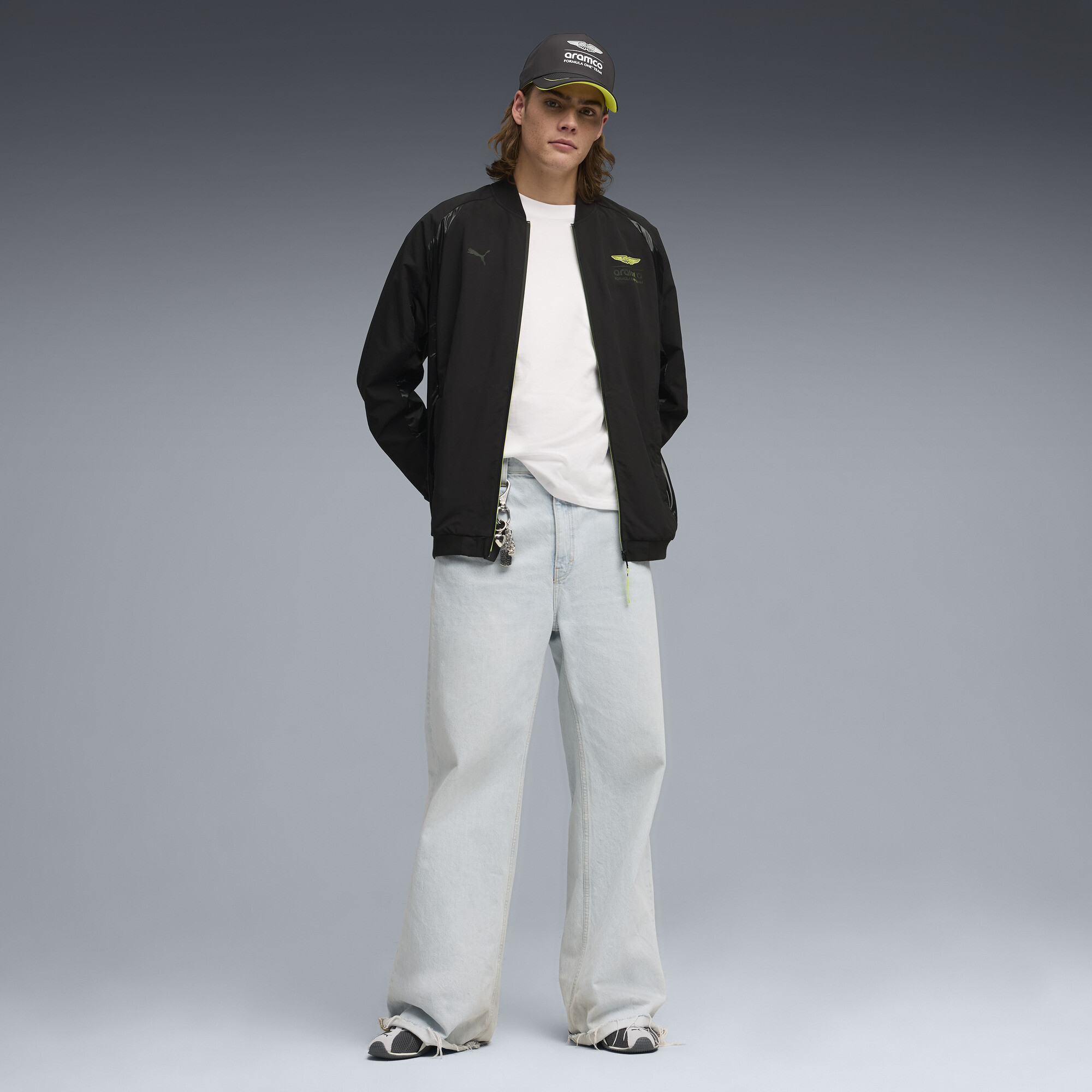 PUMA x ASTON MARTIN ARAMCO F1Â® TEAM lifestyle bomberjack voor Heren, Zwart, Maat L thumbnail 4