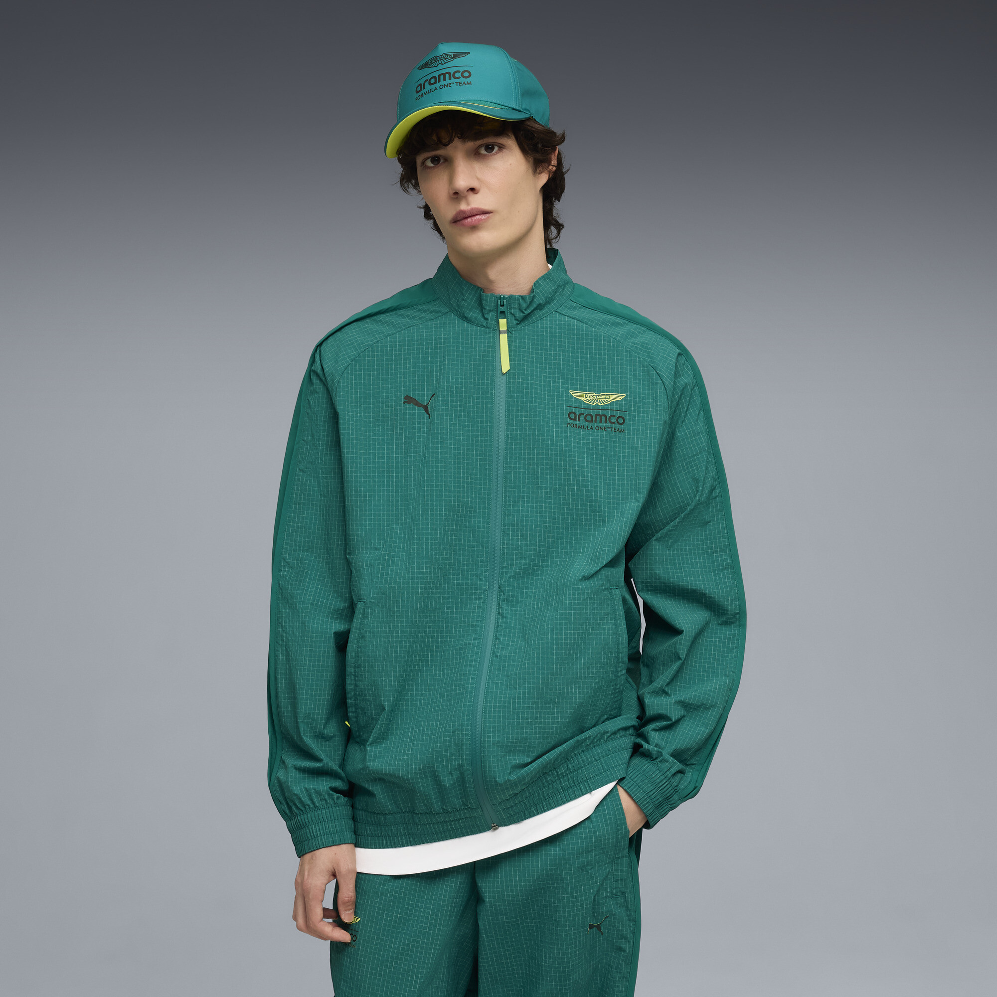PUMA x ASTON MARTIN ARAMCO F1® TEAM Men's T7 Oversized Jacket in Green, Size XXL