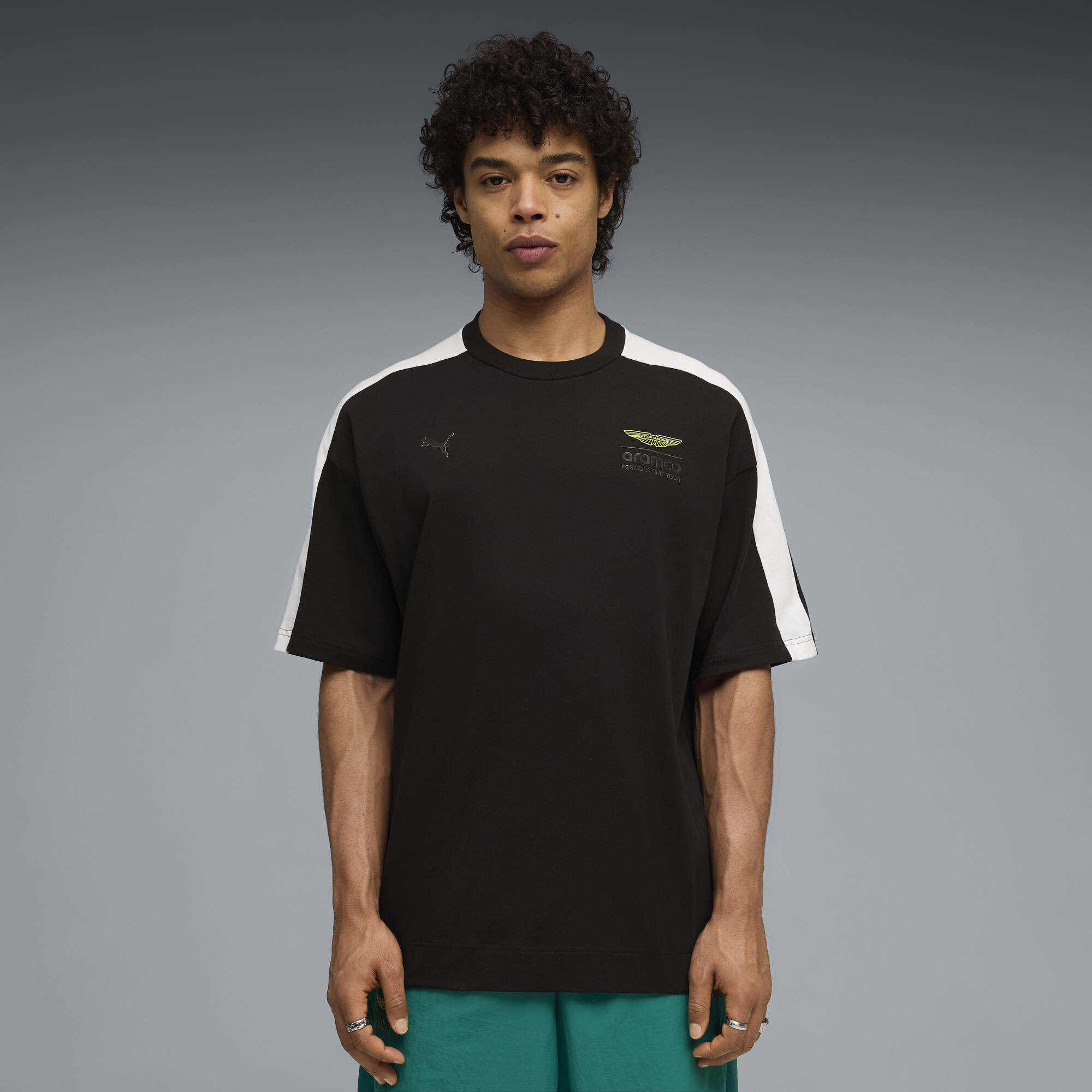 PUMA x ASTON MARTIN ARAMCO F1® TEAM T7 T-shirt voor Heren, Zwart, Maat XXL thumbnail 4