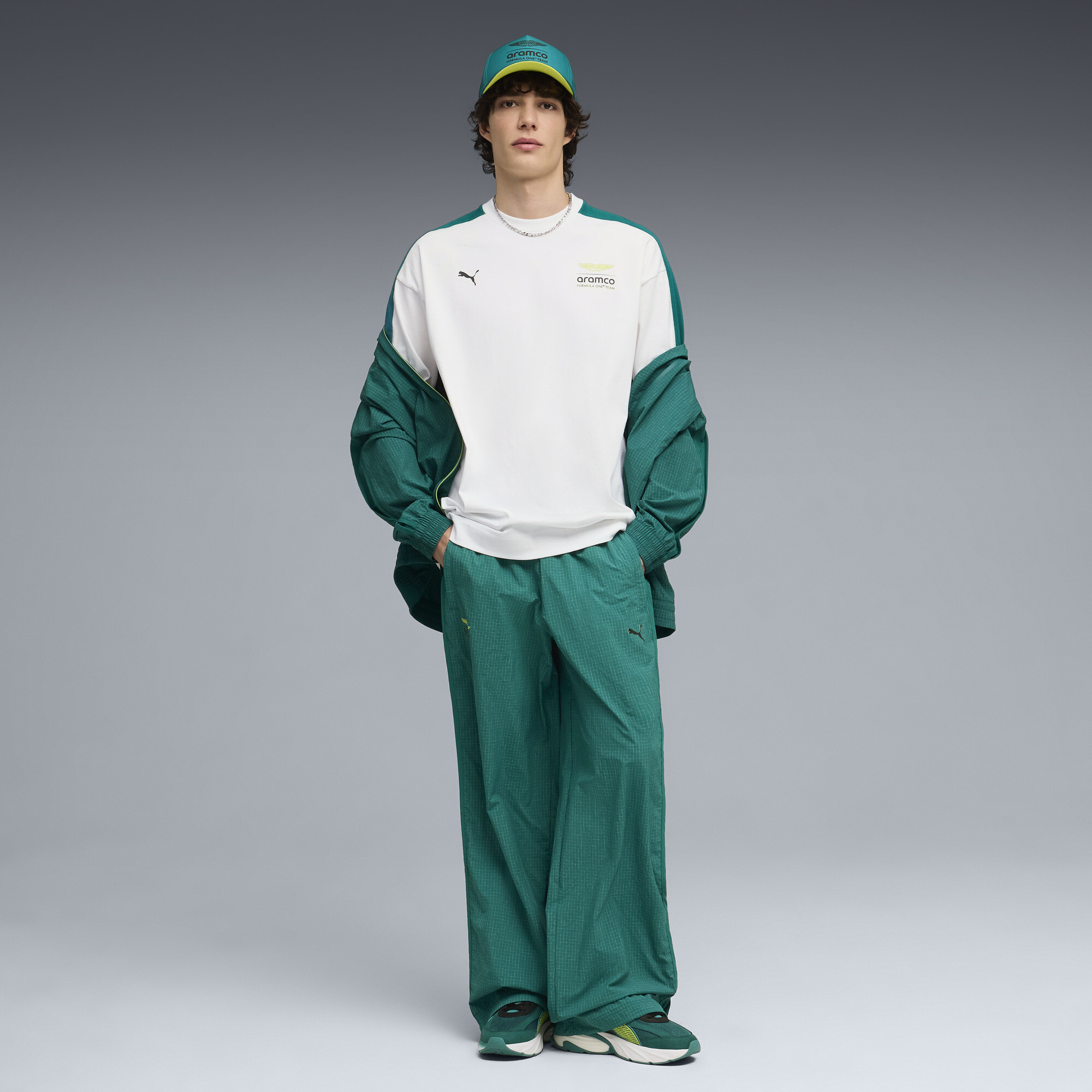 PUMA x ASTON MARTIN ARAMCO F1® TEAM T7 T-shirt voor Heren, Wit, Maat M thumbnail 2