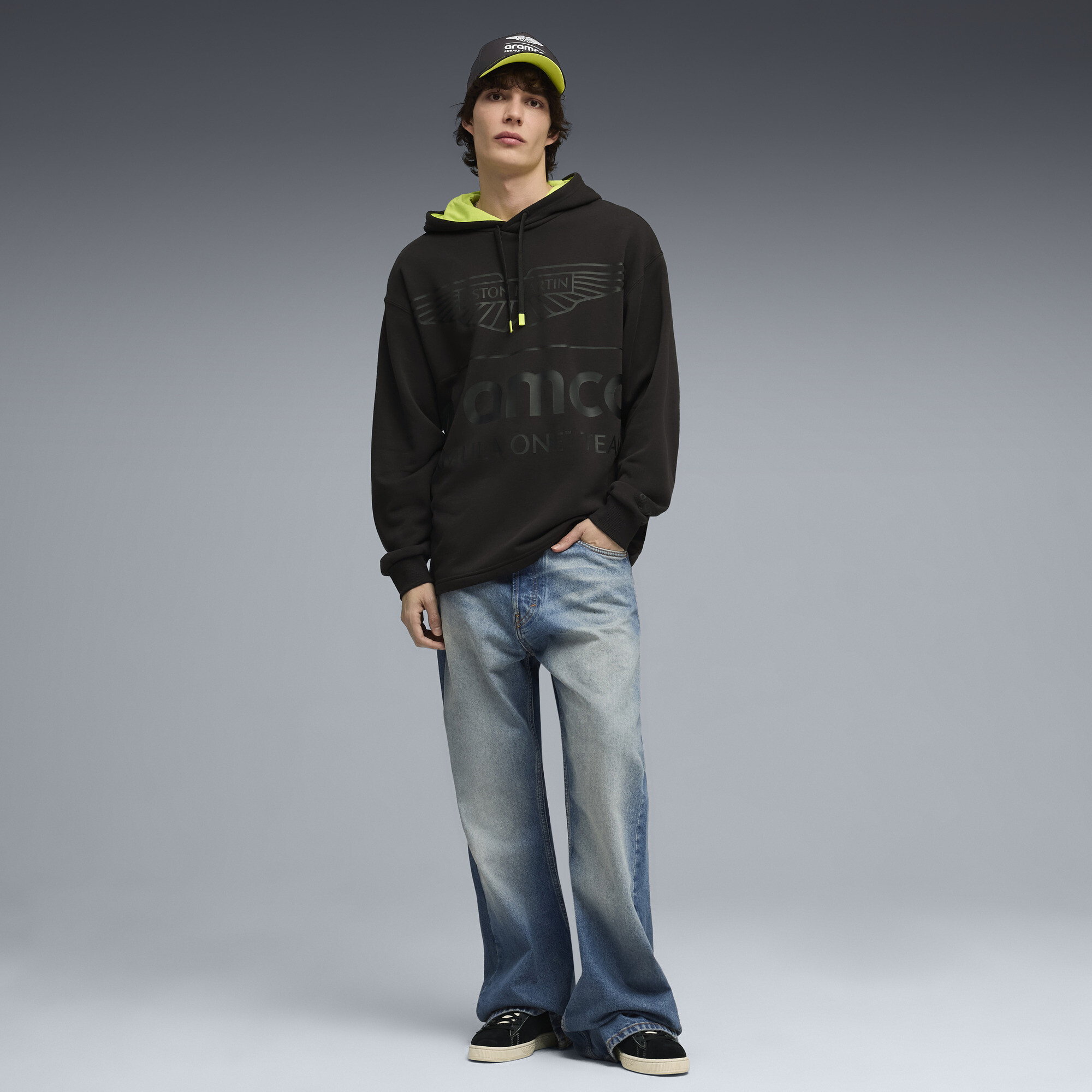 PUMA x ASTON MARTIN ARAMCO F1Â® TEAM relaxte hoodie voor Heren, Zwart, Maat L thumbnail 2