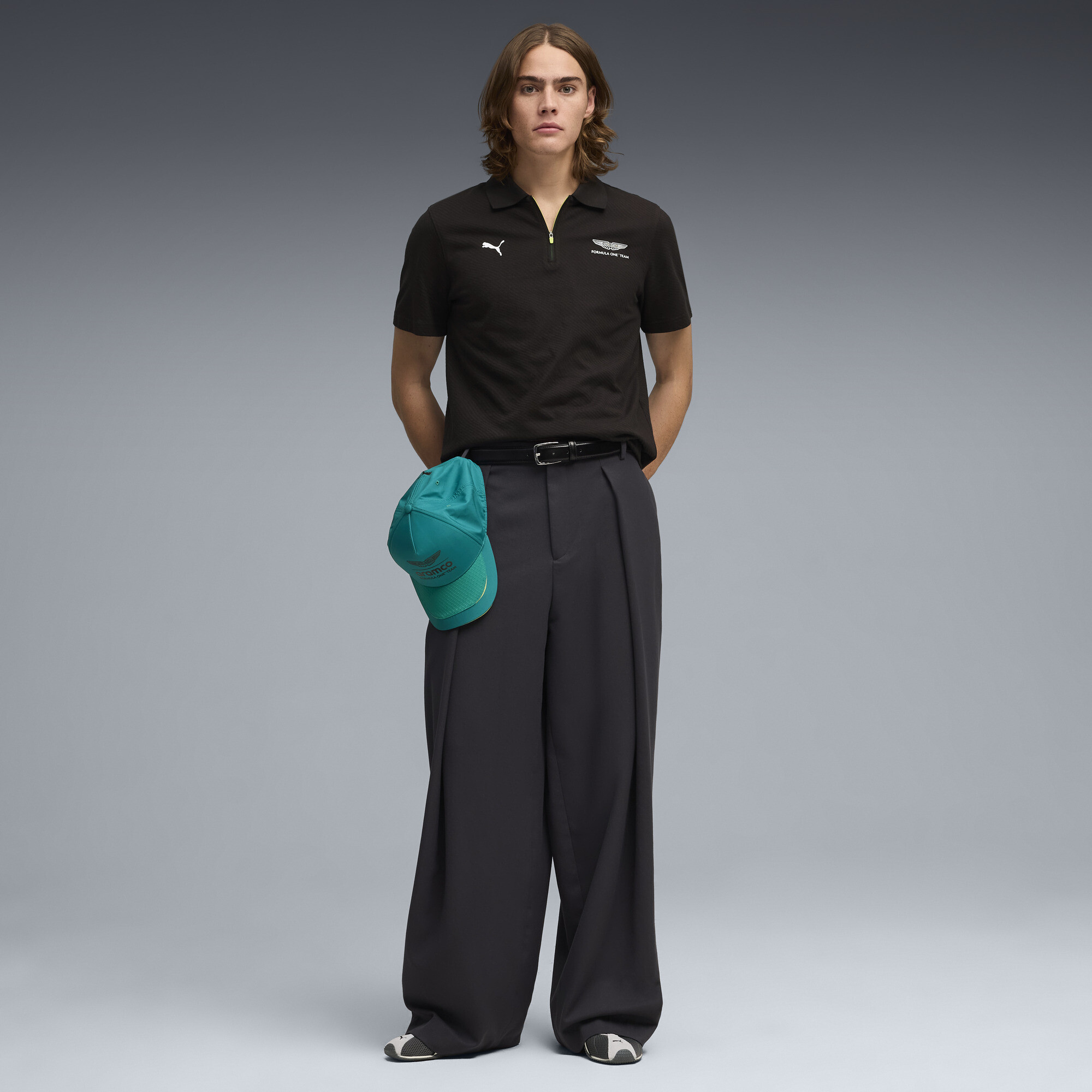 PUMA x ASTON MARTIN ARAMCO F1Â® TEAM jacquard polo voor Heren, Zwart, Maat M thumbnail 4