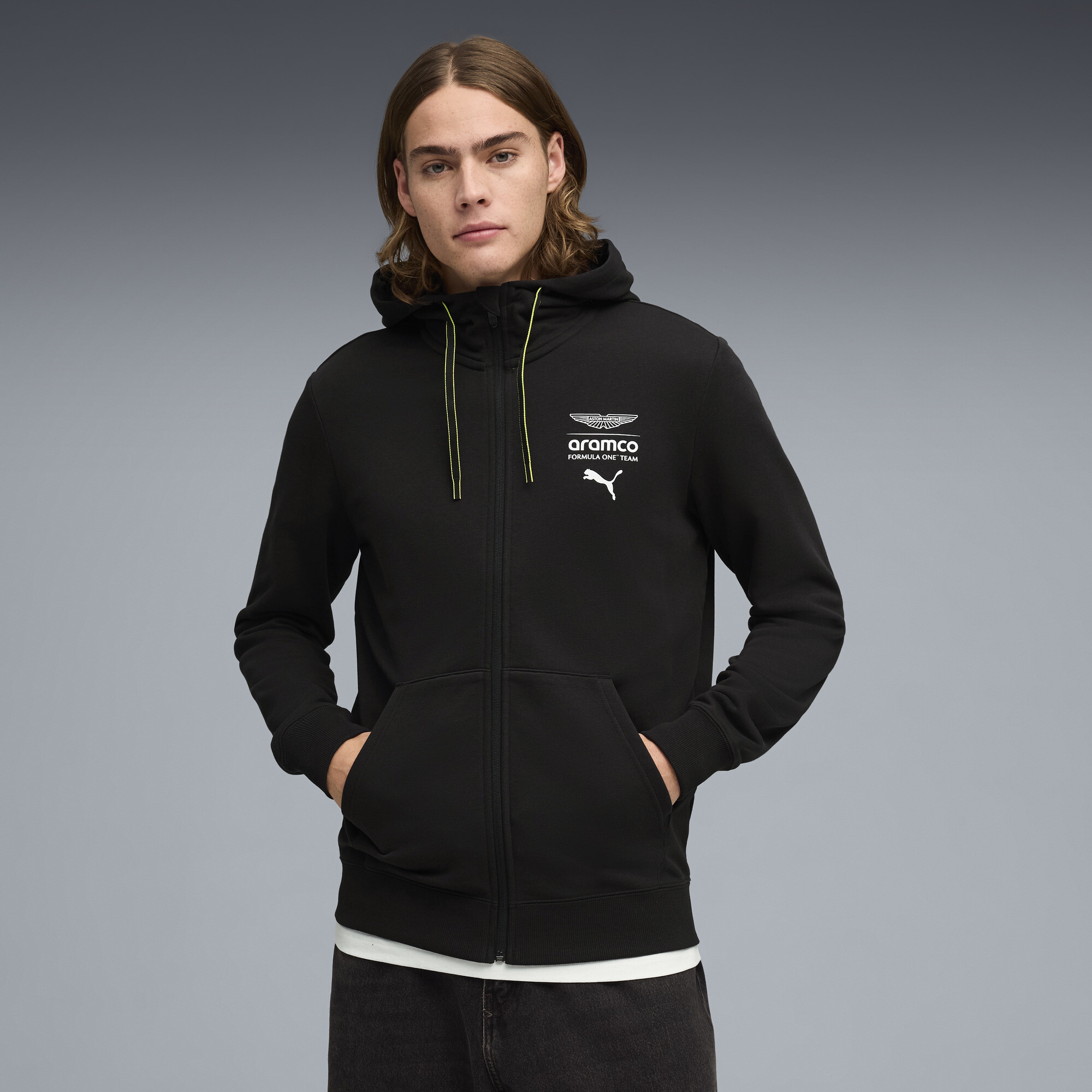 PUMA x ASTON MARTIN ARAMCO F1Â® TEAM Essentials hoodie voor Heren, Zwart, Maat L thumbnail 4
