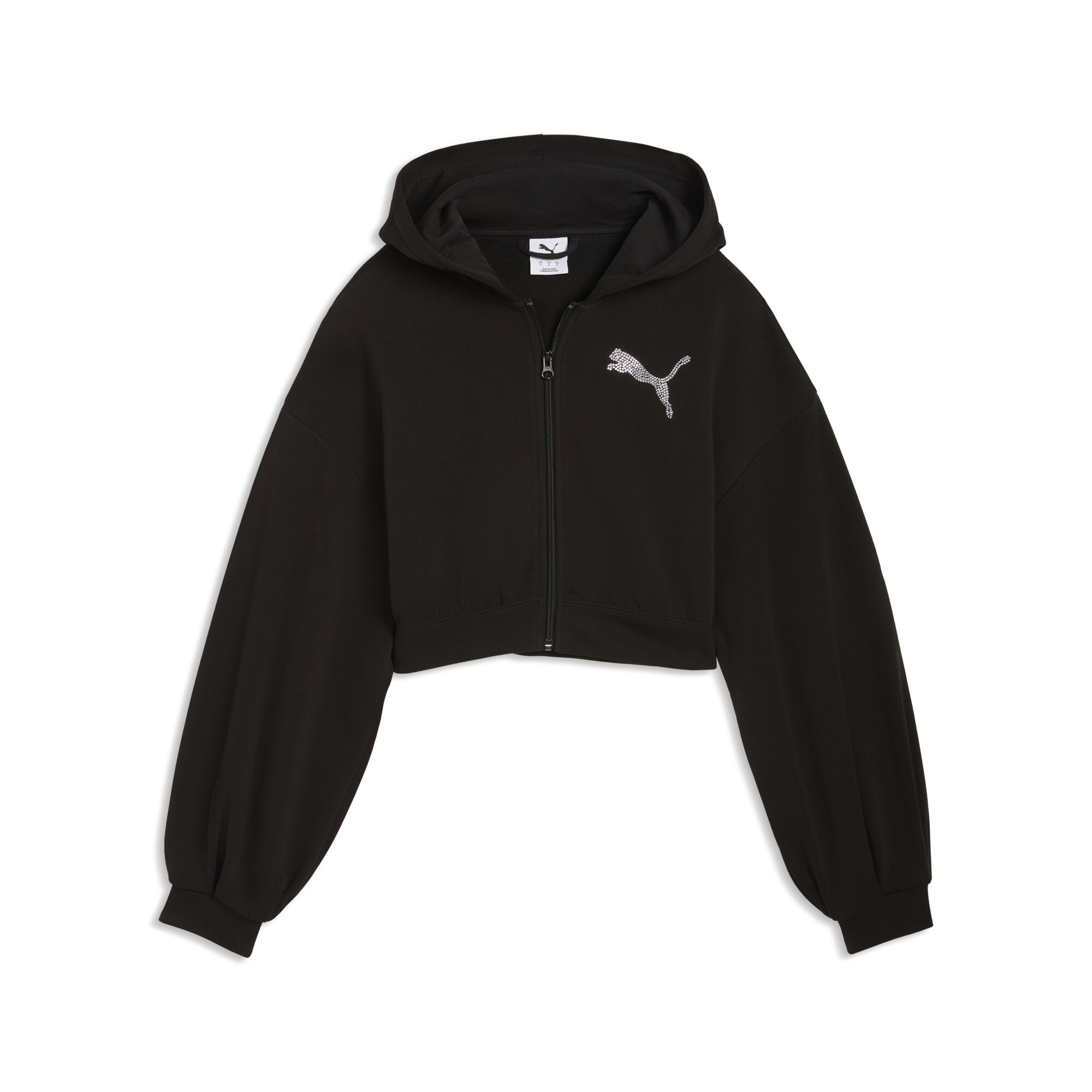 PUMA Essentials Graphics Bedazzled hoodie met rits voor Dames, Zwart, Maat S thumbnail 3