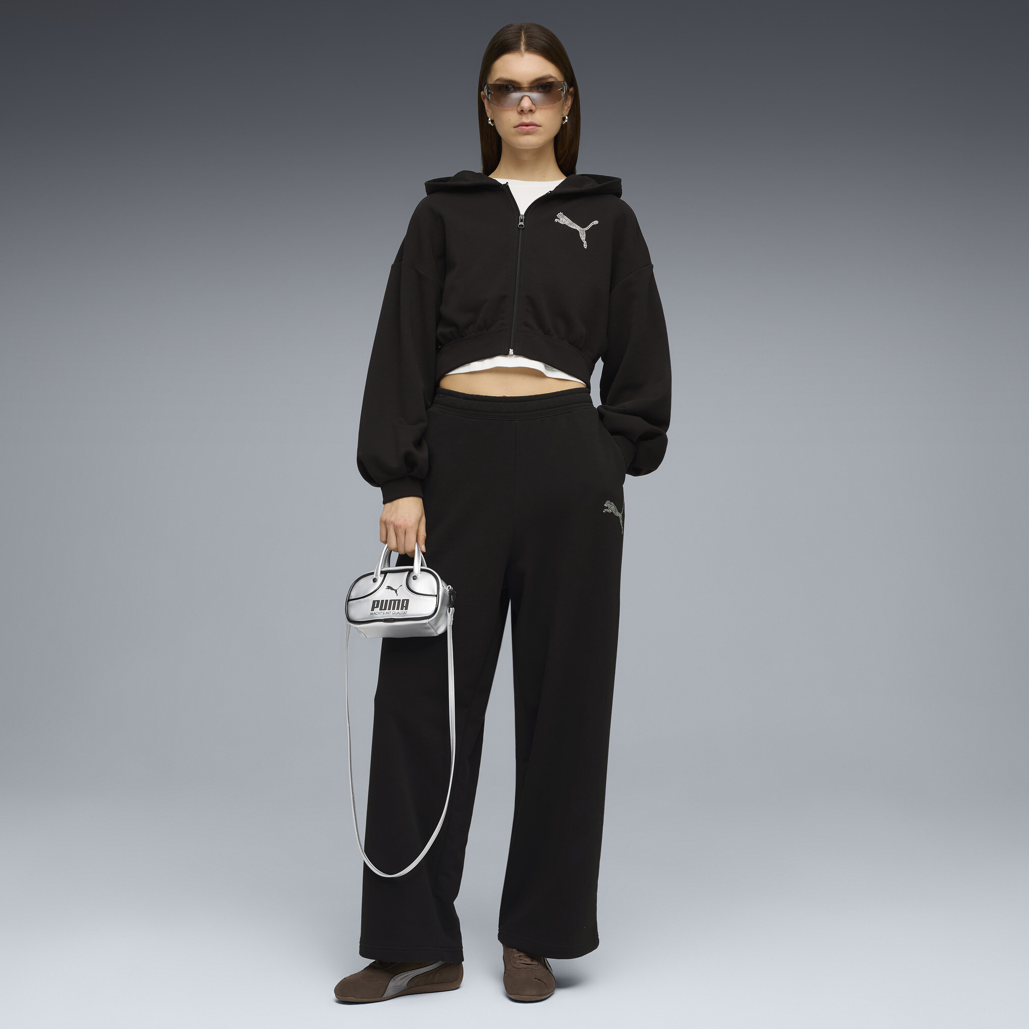 PUMA Essentials Graphics Bedazzled hoodie met rits voor Dames, Zwart, Maat S thumbnail 4