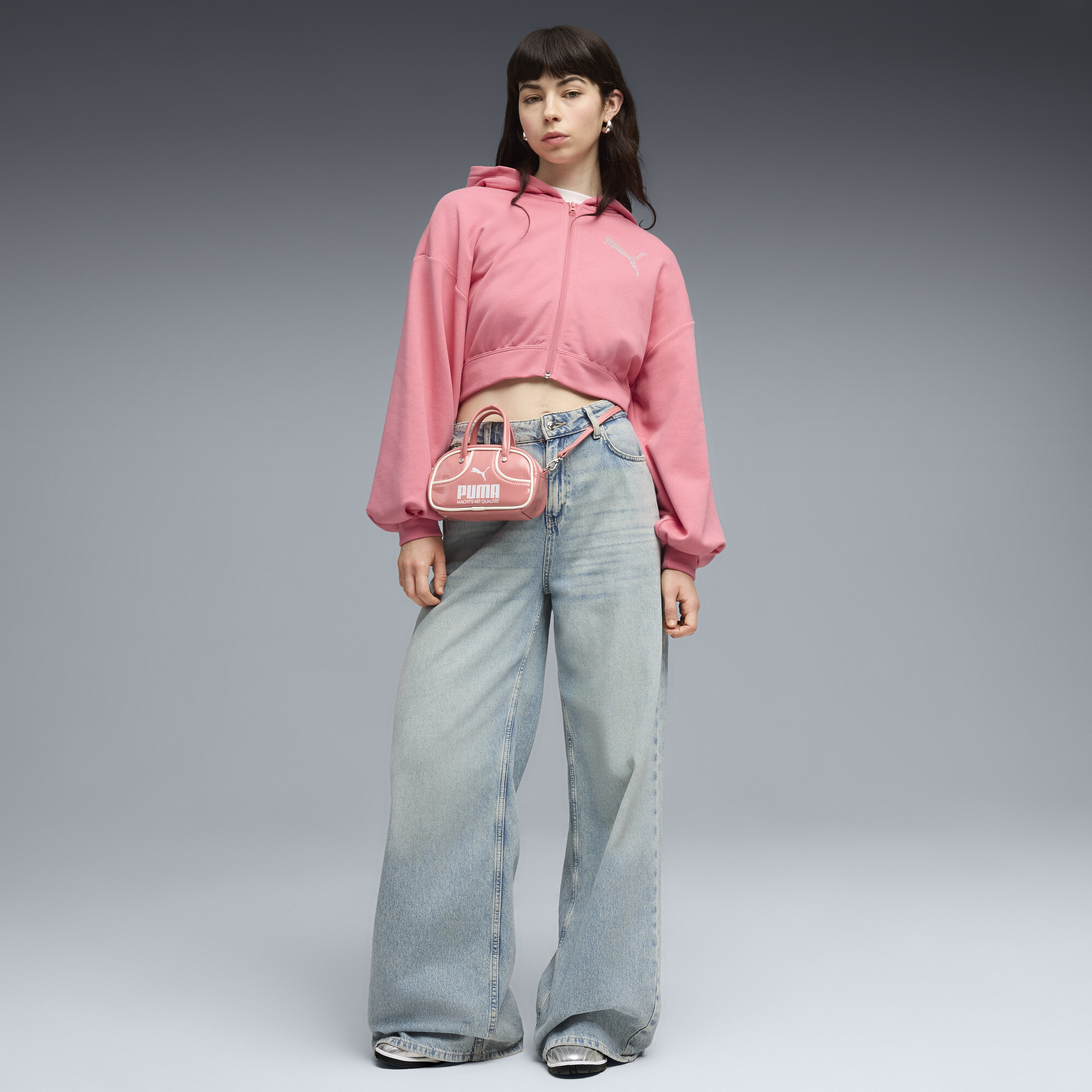 PUMA Essentials Graphics Bedazzled hoodie met rits voor Dames, Roze, Maat L thumbnail 4