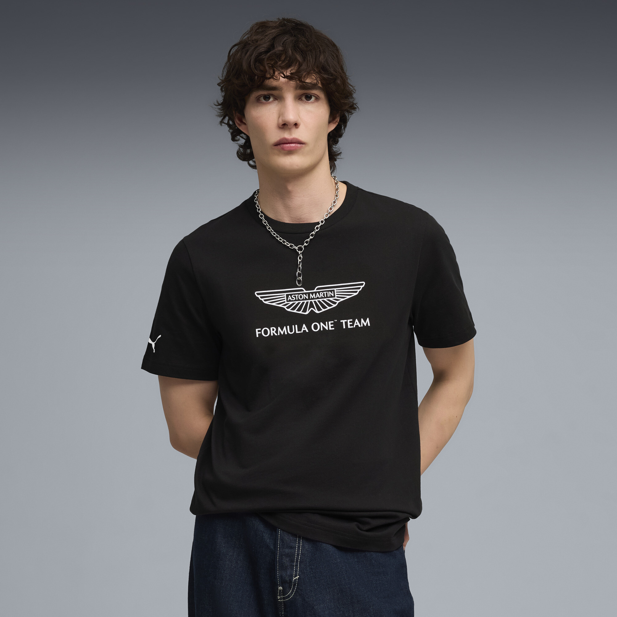 PUMA x ASTON MARTIN ARAMCO F1® TEAM Essentials T-shirt voor Heren, Zwart, Maat S thumbnail 4
