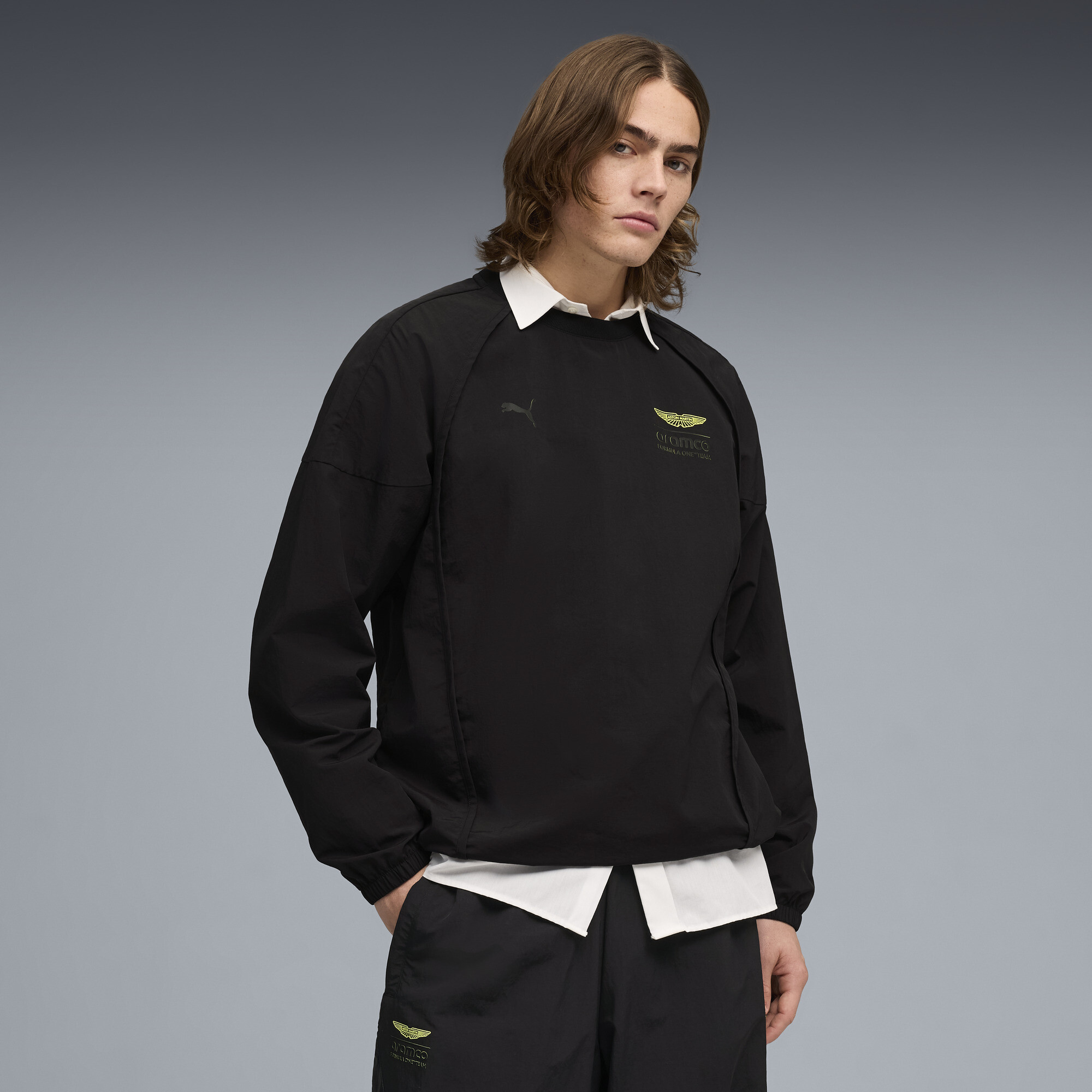 PUMA x ASTON MARTIN ARAMCO F1Â® TEAM lifestyle sweatshirt voor Heren, Zwart, Maat XS thumbnail 4