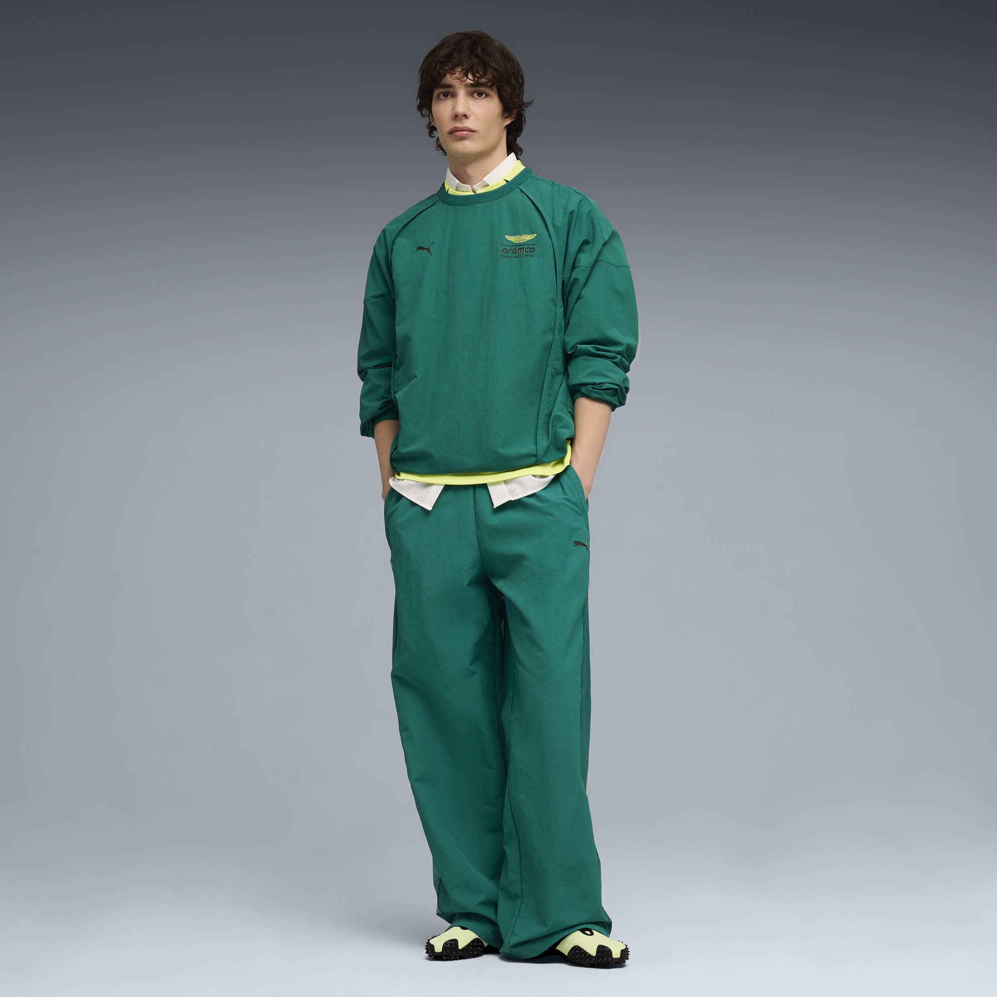 PUMA x ASTON MARTIN ARAMCO F1Â® TEAM lifestyle sweatshirt voor Heren, Groen, Maat XS thumbnail 2