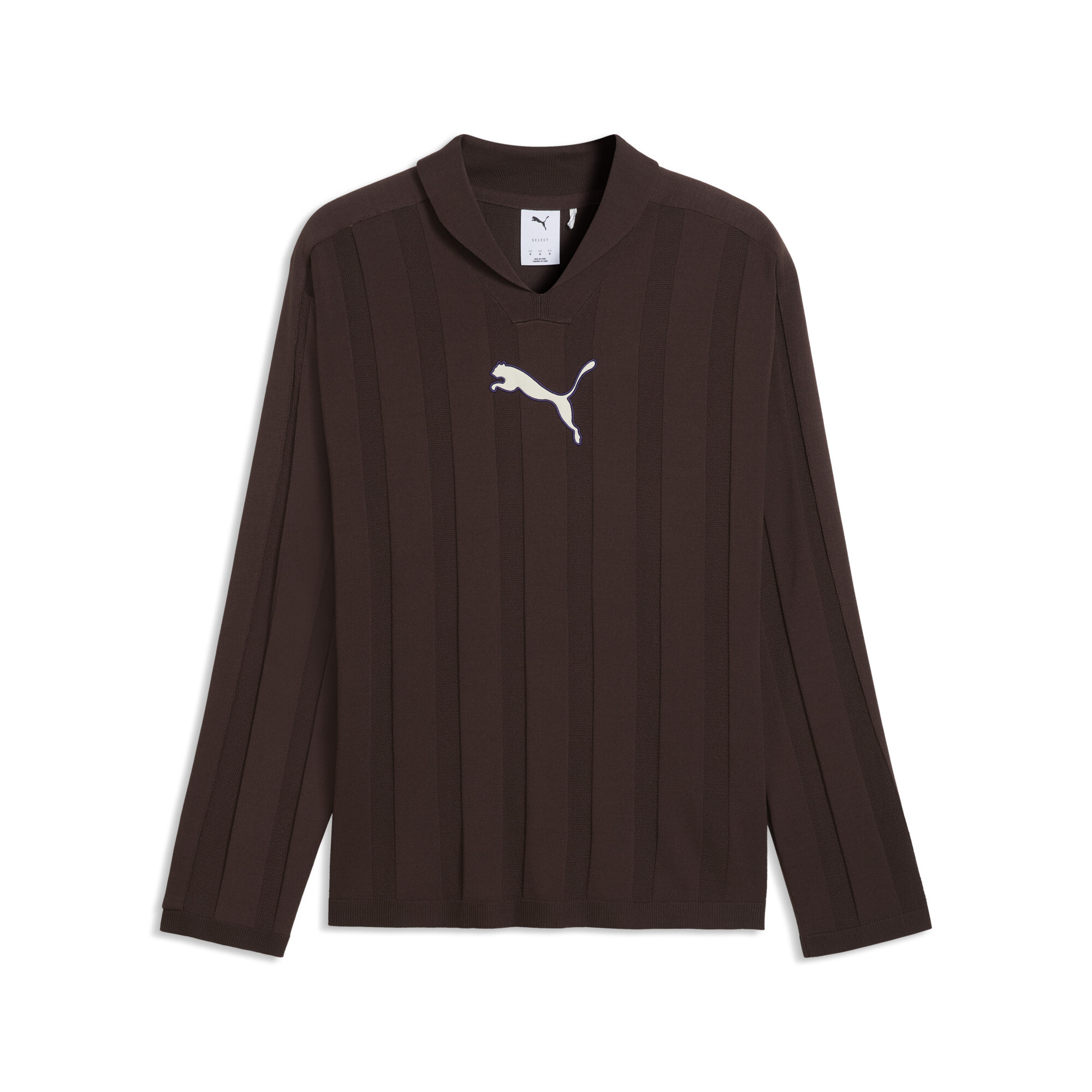 PUMA T7 polo met lange mouw voor Heren, Bruin, Maat S thumbnail 3
