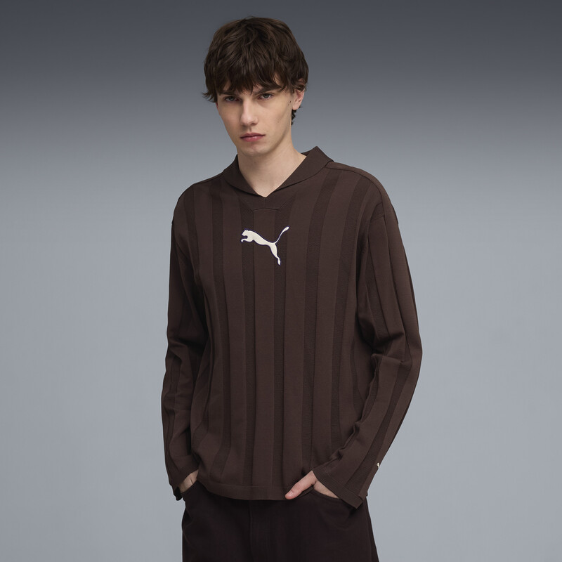 

Men's PUMA T7 Long Sleeve Striped Polo