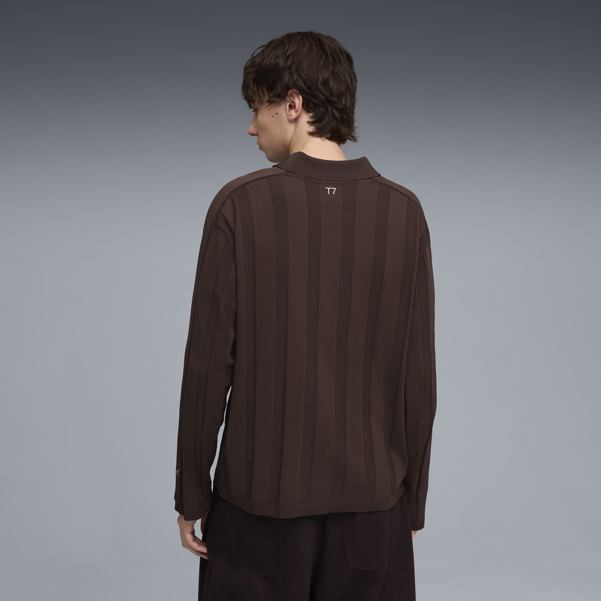 PUMA T7 polo met lange mouw voor Heren, Bruin, Maat S thumbnail 5