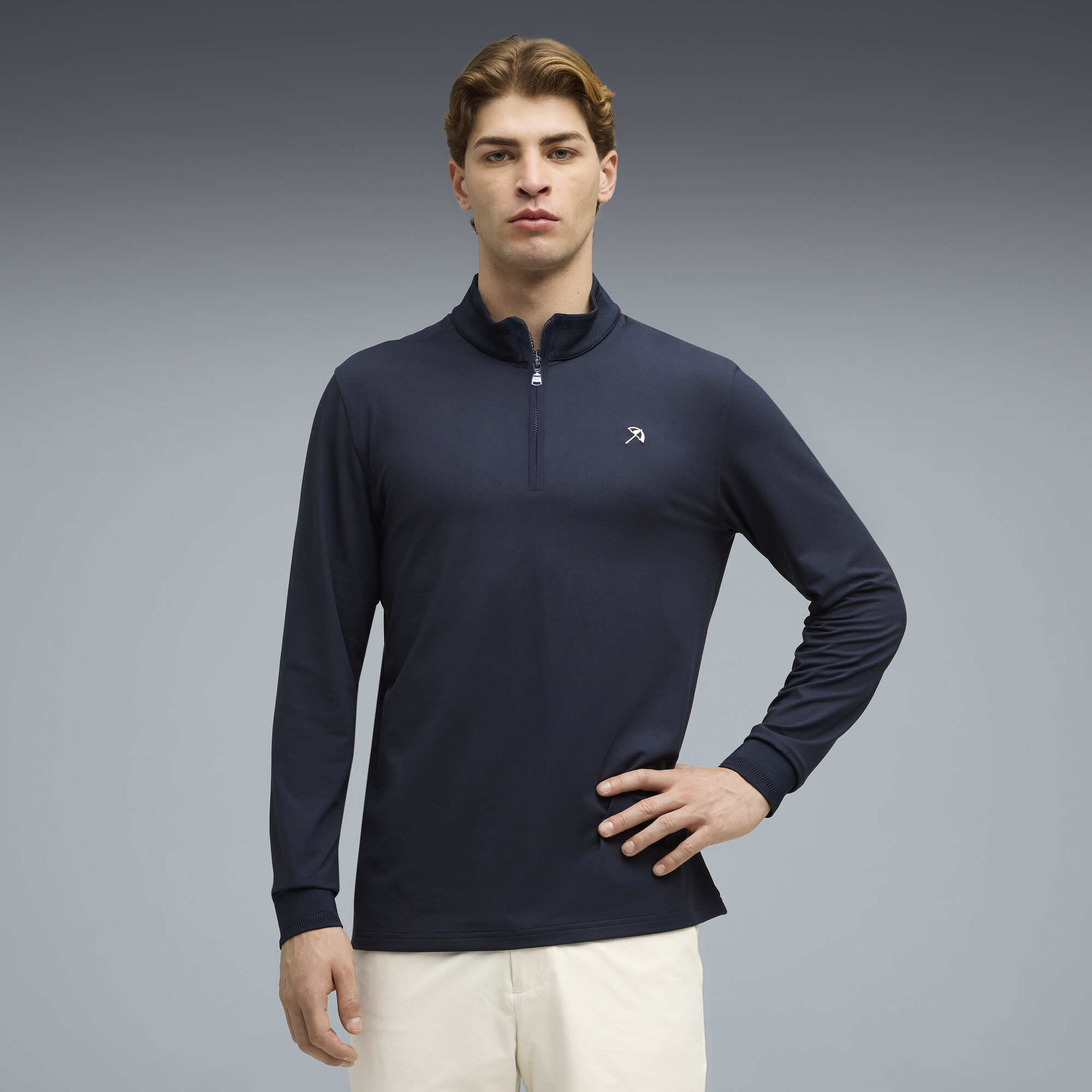 PUMA x ARNOLD PALMER CLOUDSPUN golfjack met kwartrits voor Heren, Blauw, Maat S thumbnail 5