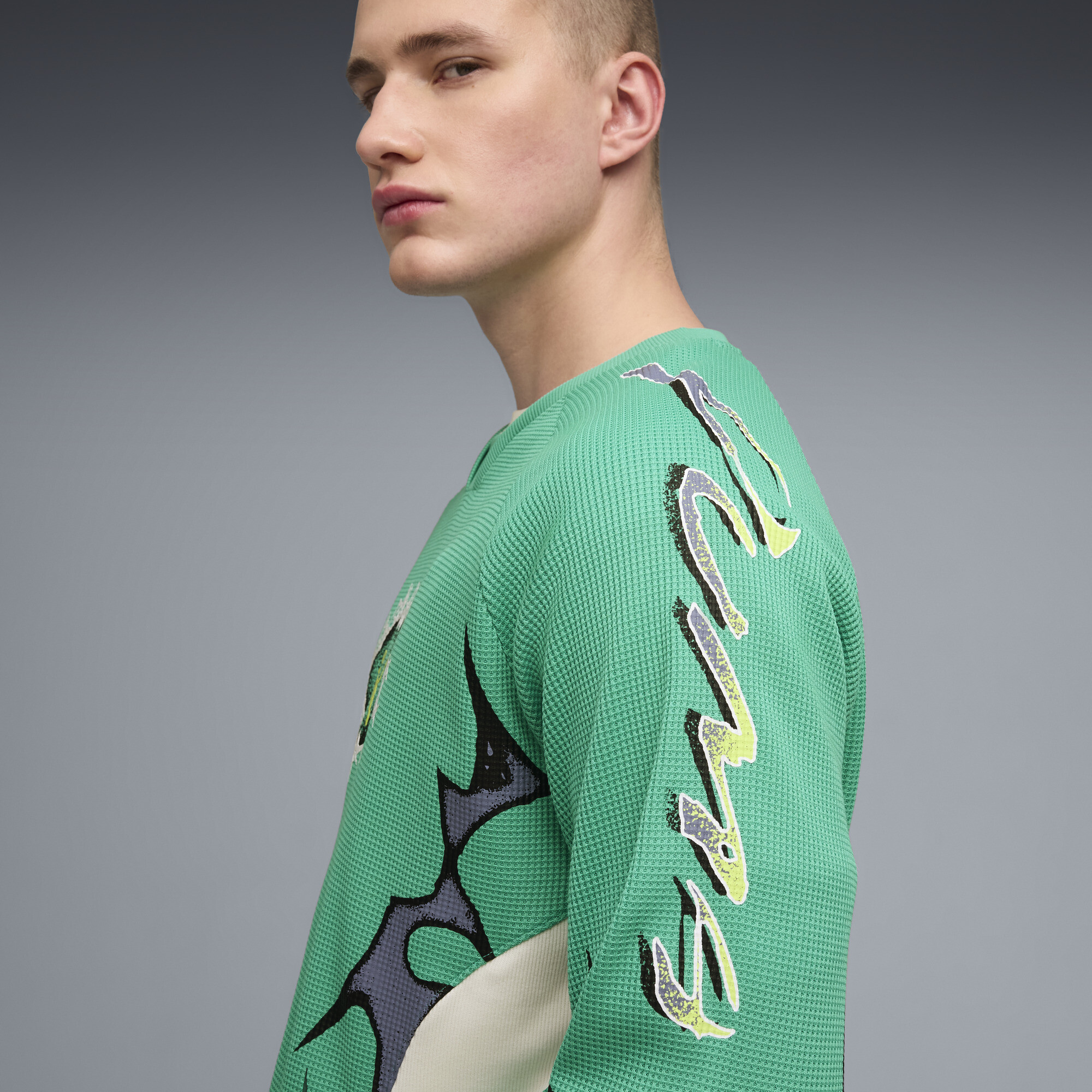 PUMATECH-X Waffle top met lange mouwen voor Heren, Groen, Maat XL thumbnail 2