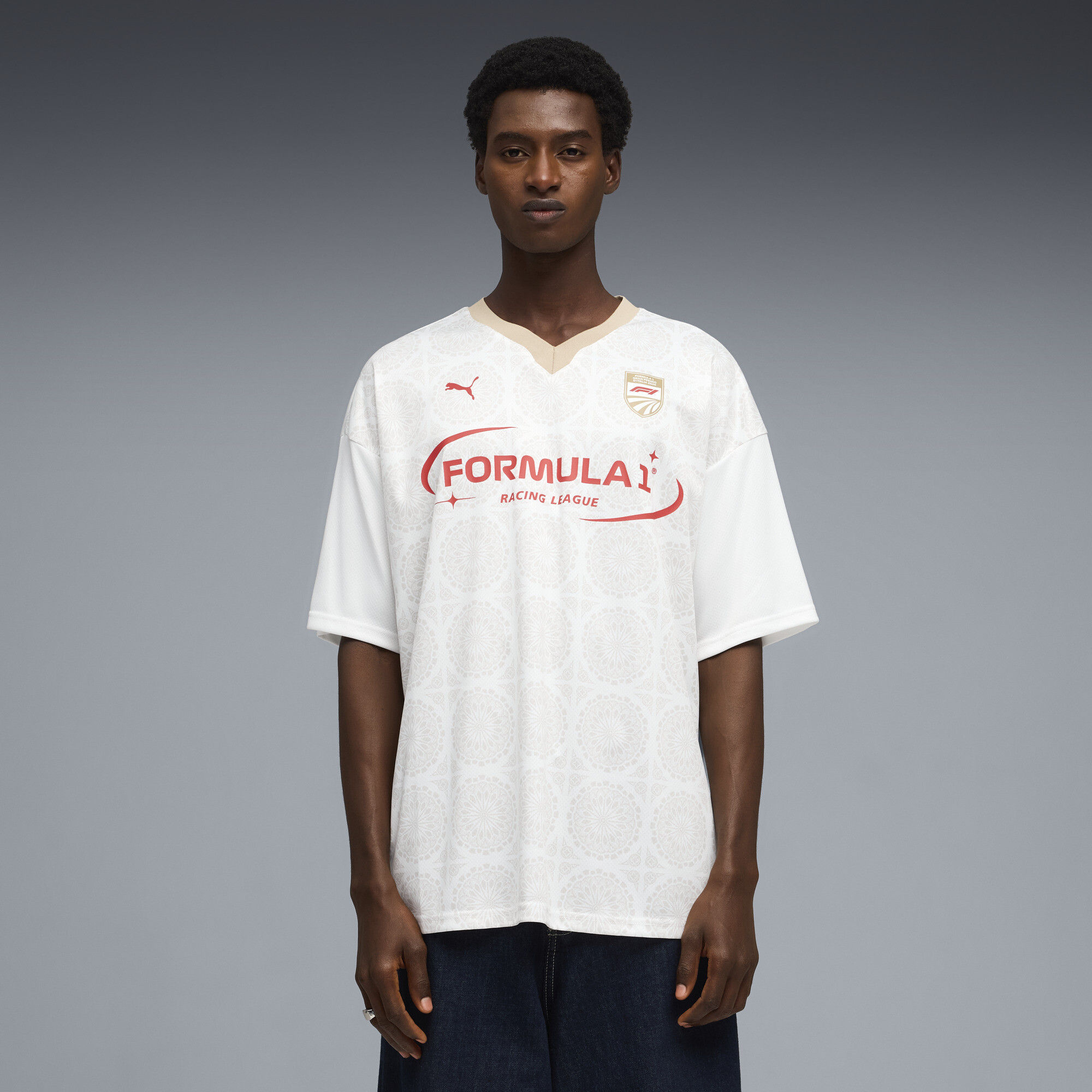 Puma Men's F1 Italy Short Sleeve Jersey in White - Size Large