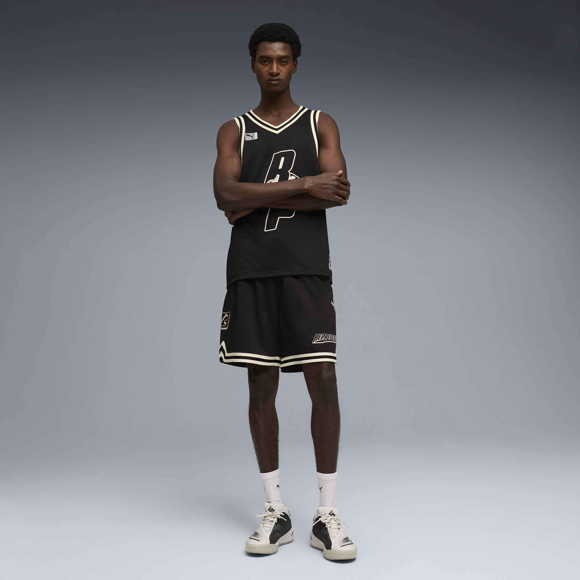 PUMA x REPRESENT oversized short voor Heren, Zwart, Maat XS thumbnail 6