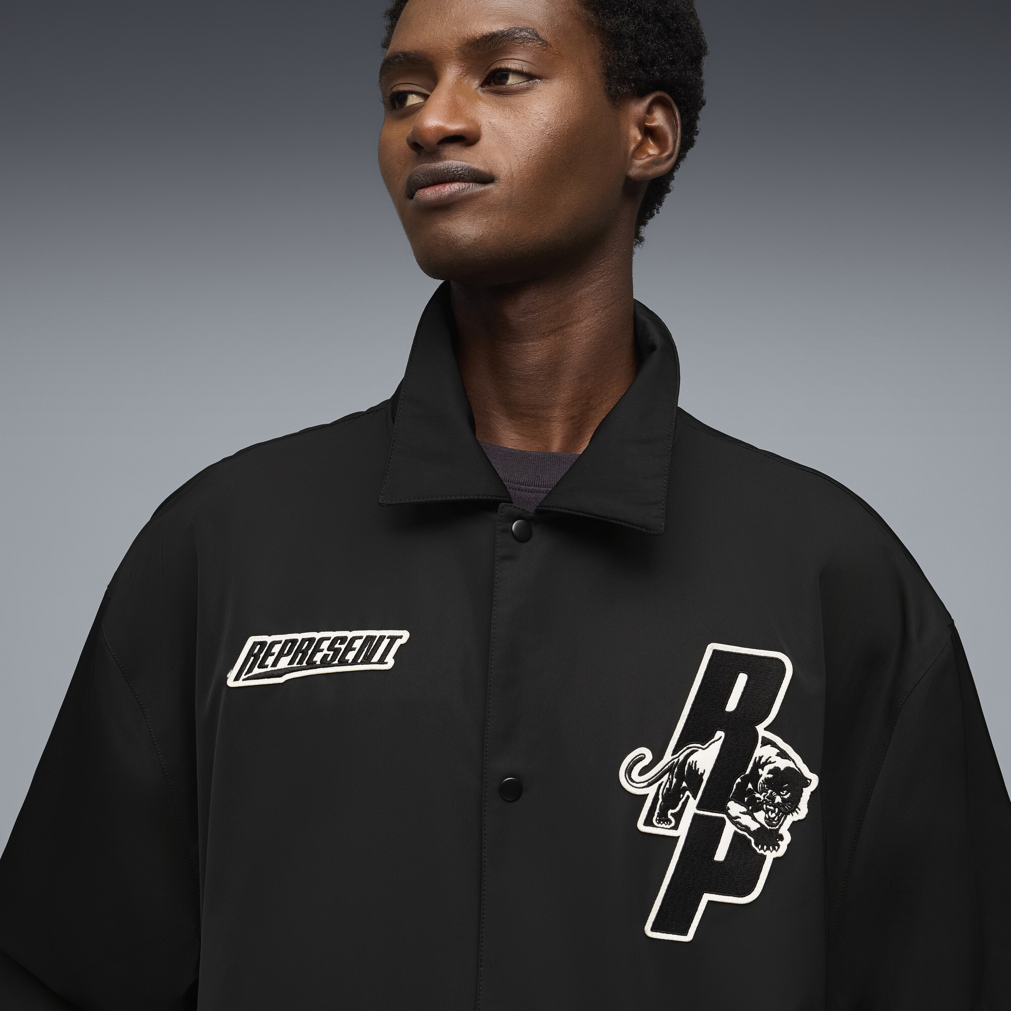 PUMA x REPRESENT Coaches jack voor Heren, Zwart, Maat M thumbnail 8